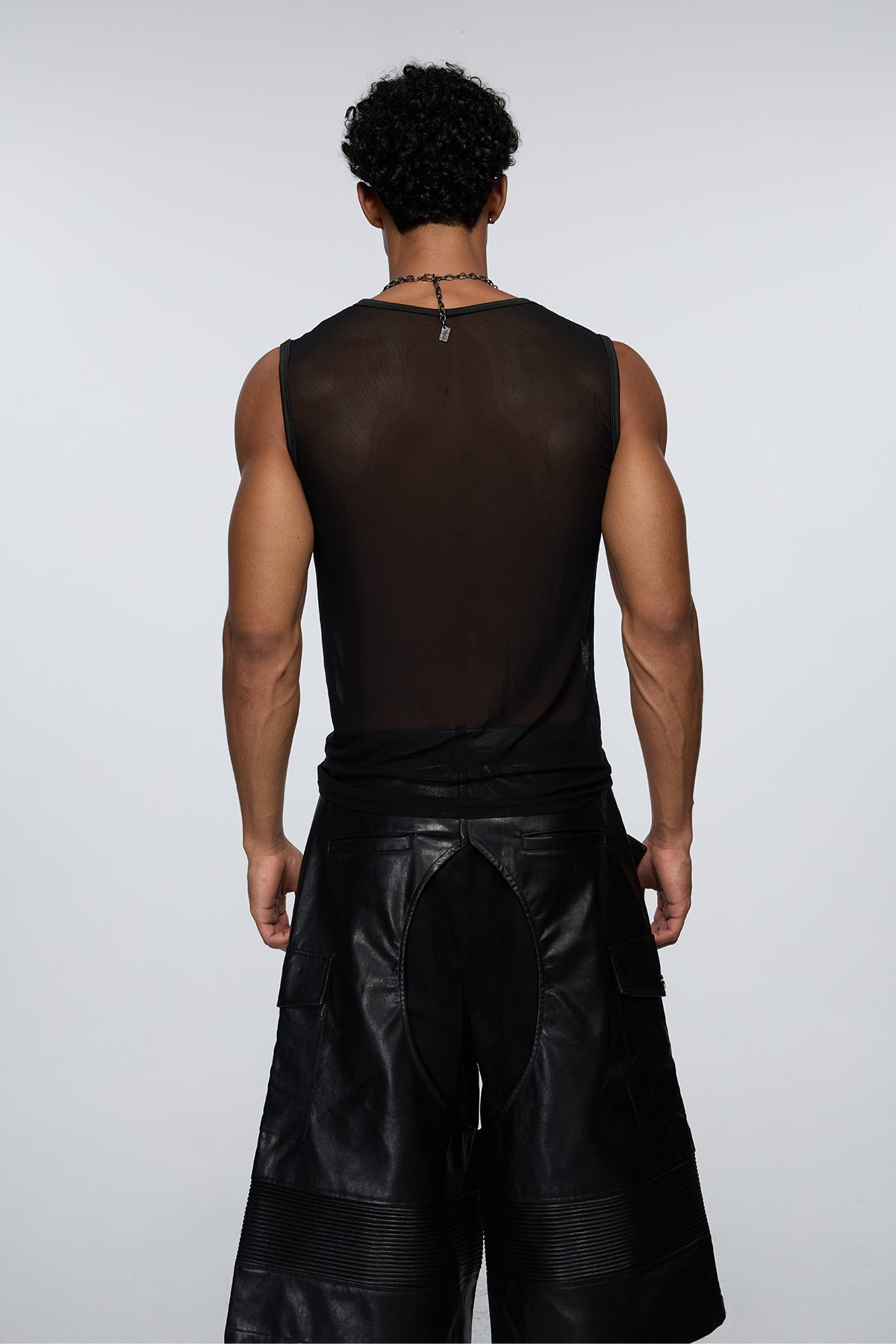 Semi Net Mesh Sleeveless Top