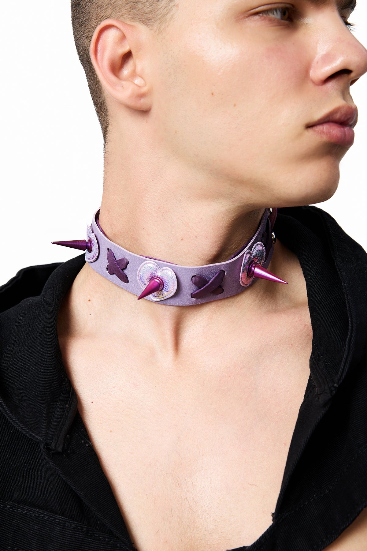 Shadow Band Rivet Punk Choker Purple