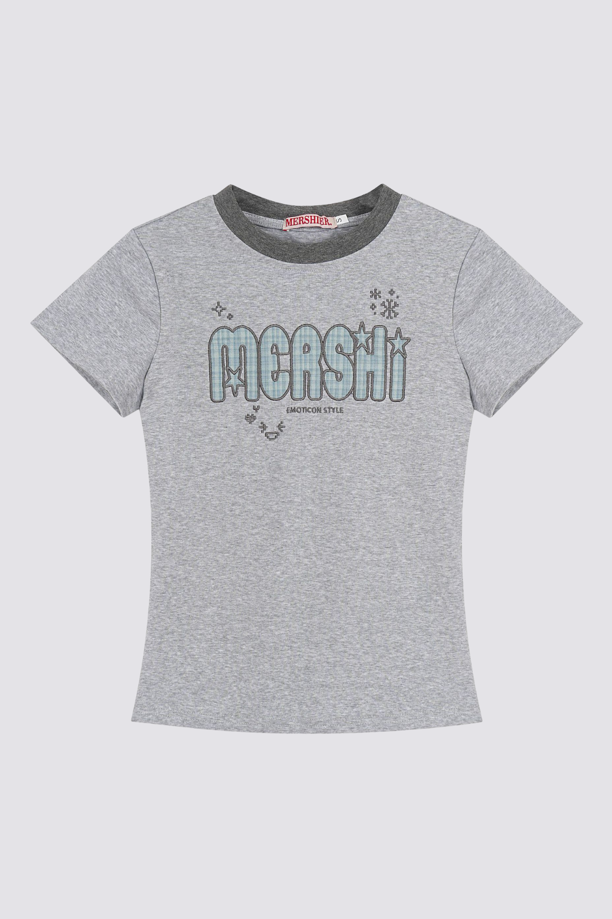 Shadow Edge Embroidered Crop Top Grey