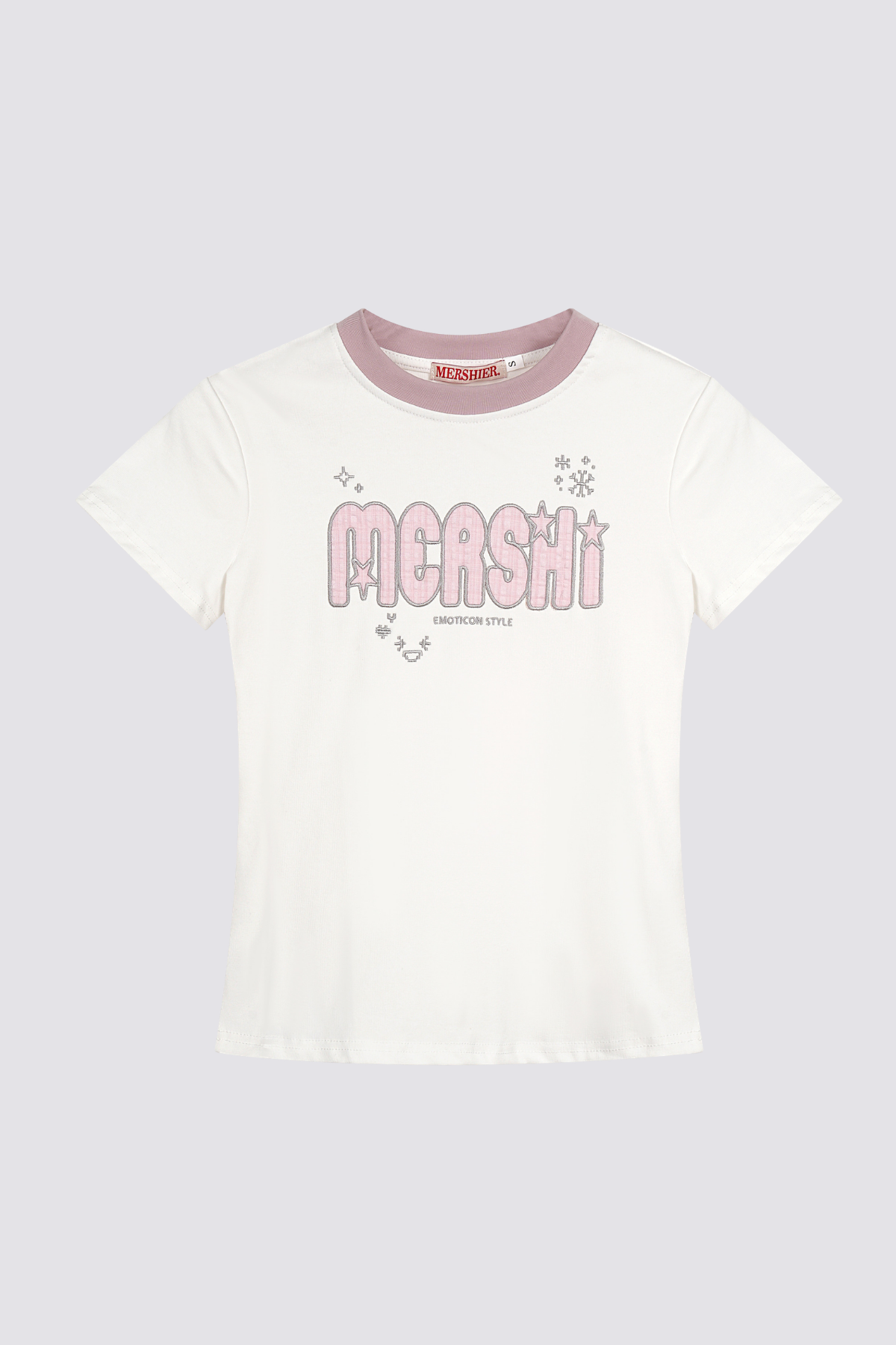 Shadow Edge Embroidered Crop Top White
