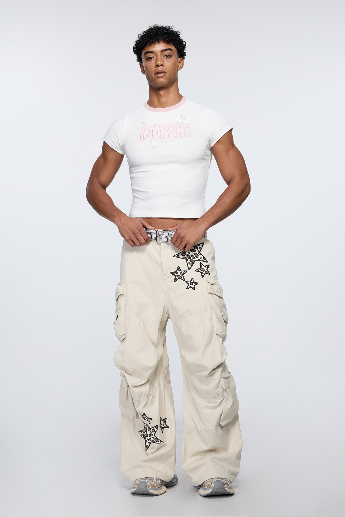 Shadow Edge Embroidered Crop Top White