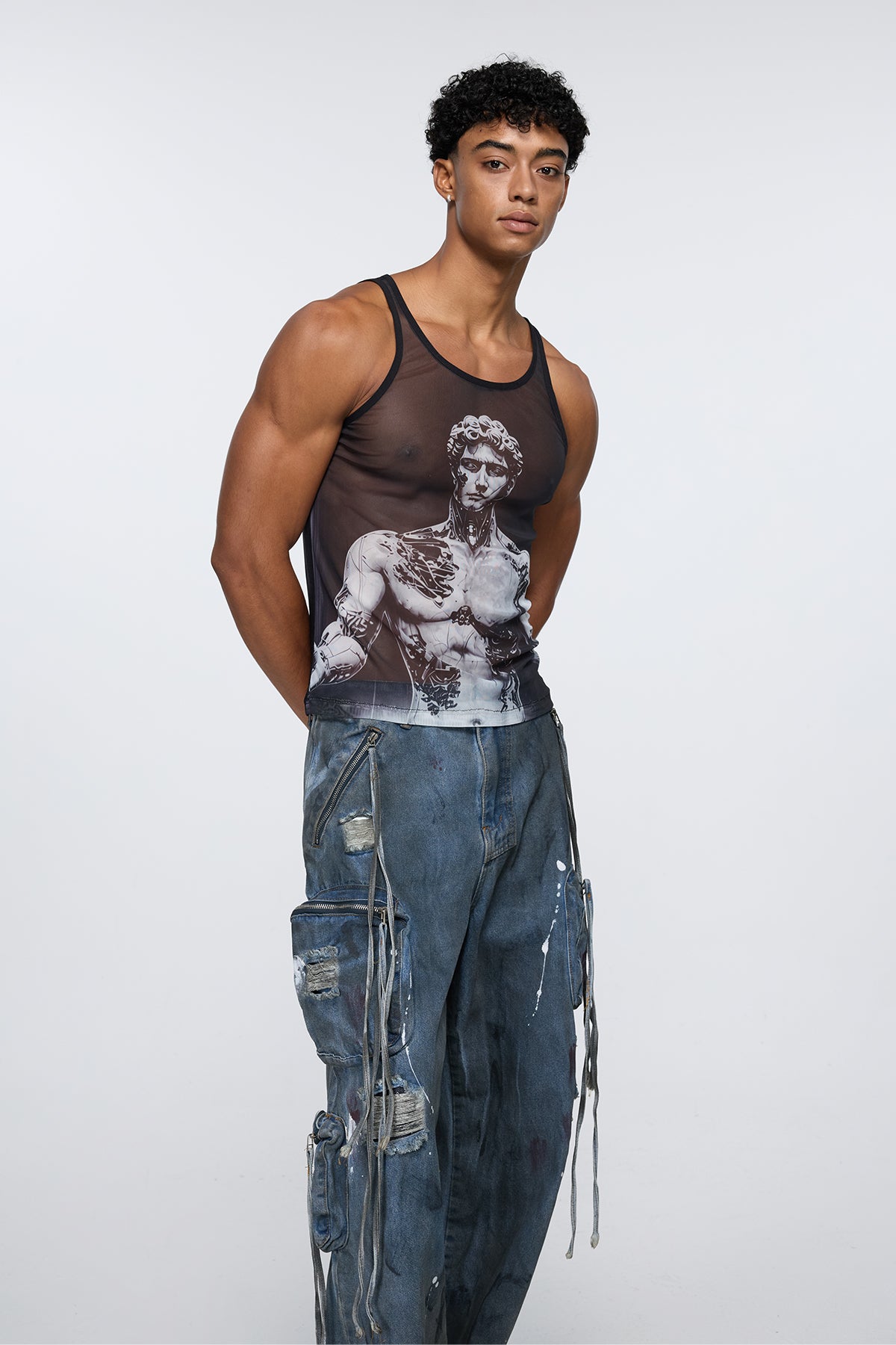 Shadow Filter Print Mesh Tank Top