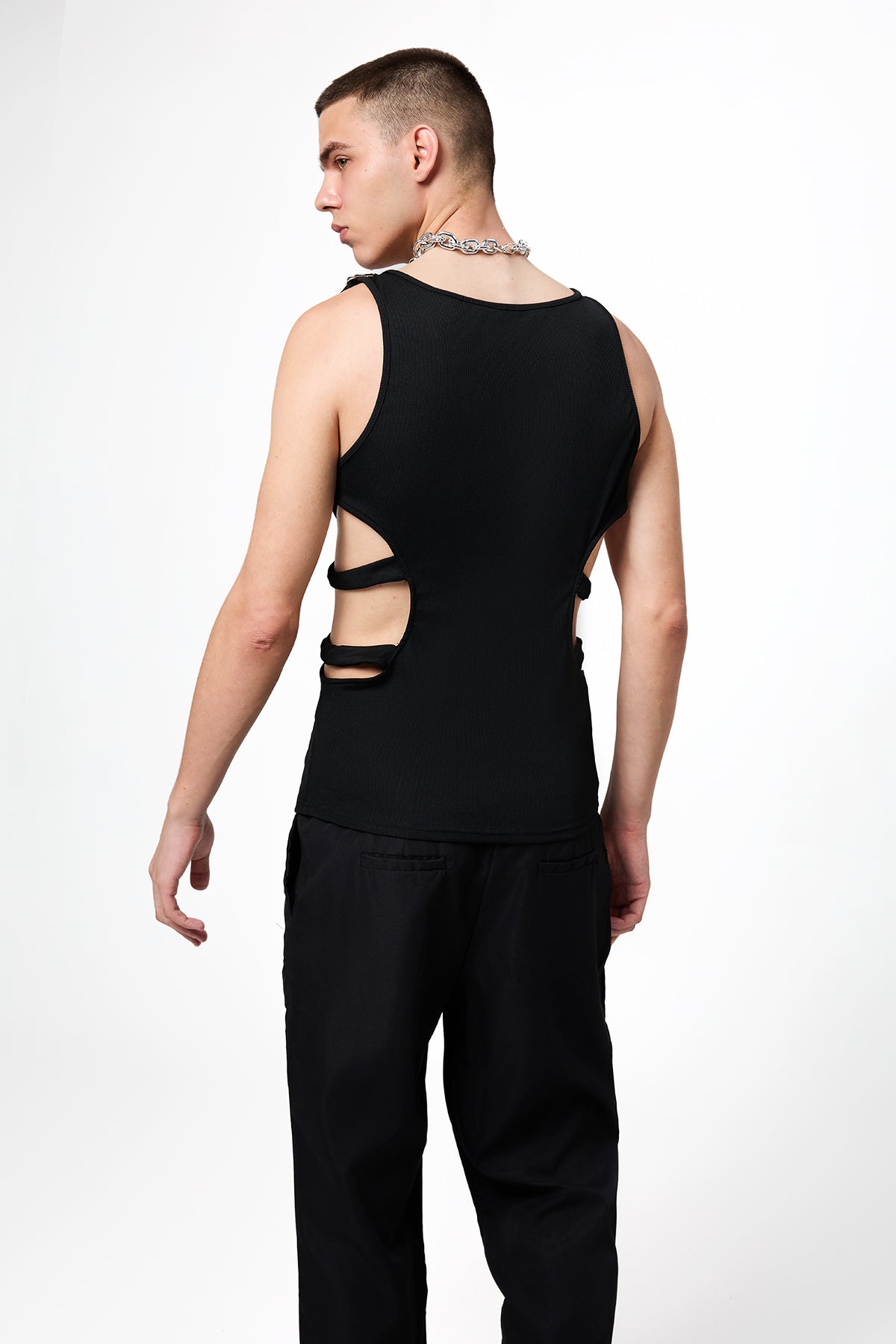 Shadow Fit Sleeveless Cutout Buckle Top