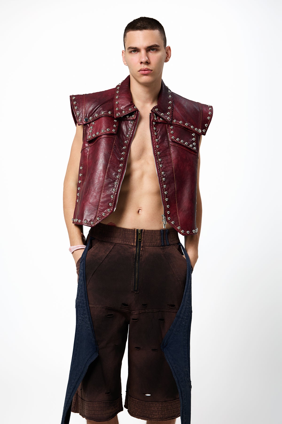 Shadow Grip Leather Rivet Vest