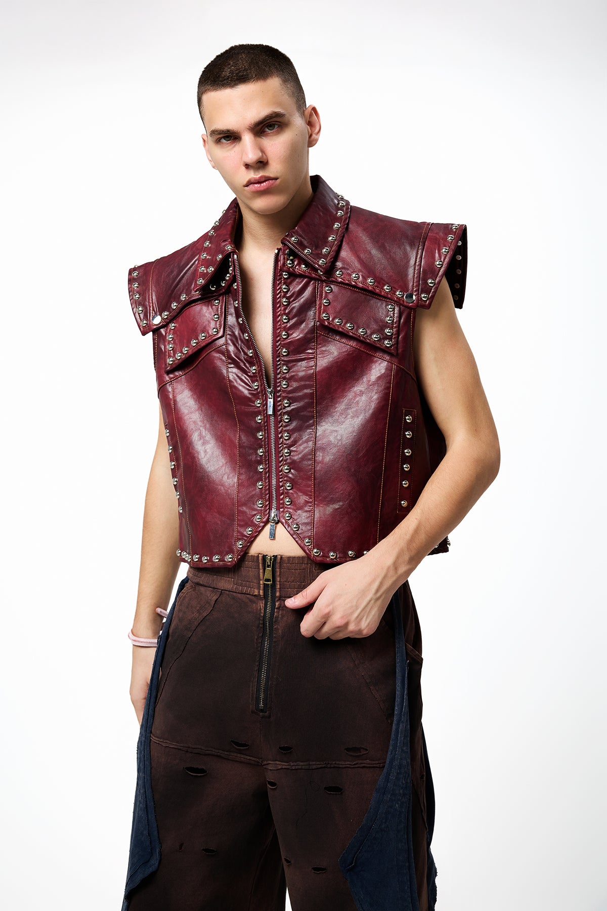 Shadow Grip Leather Rivet Vest