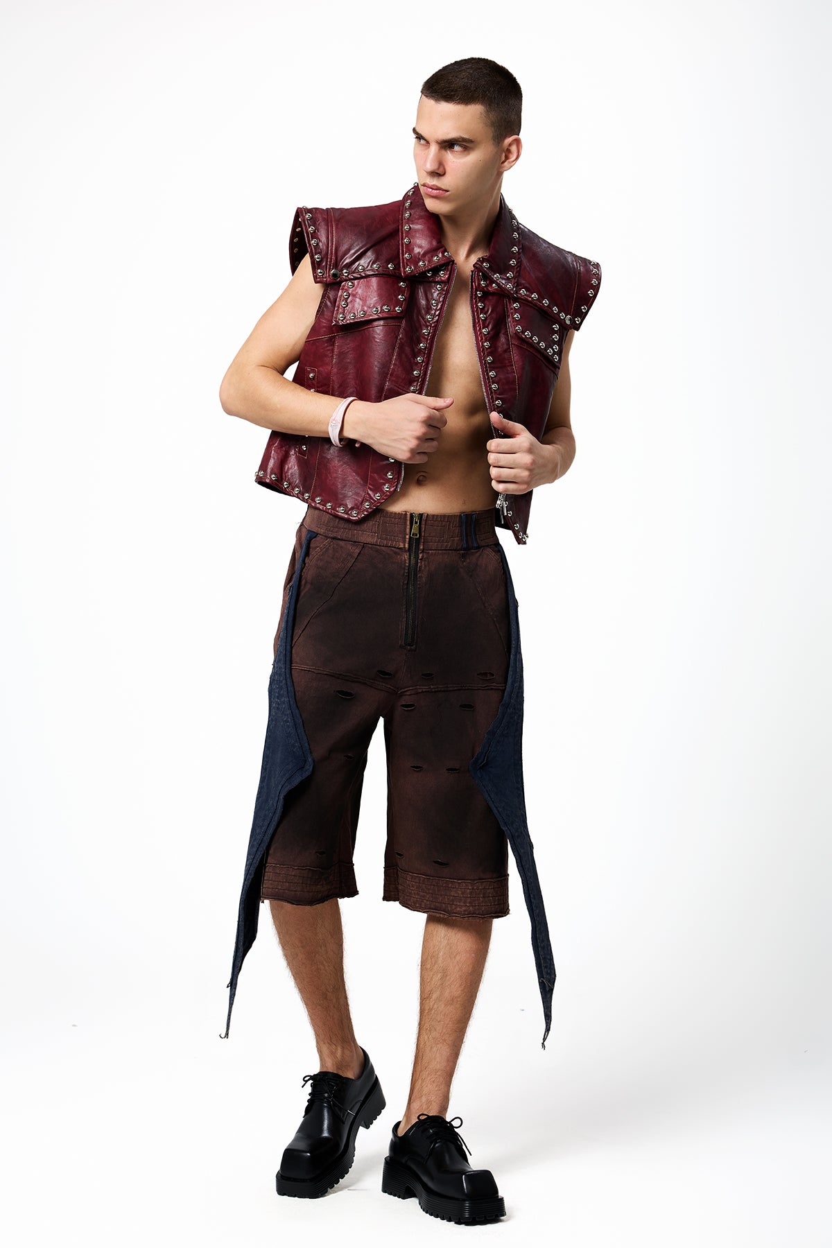 Shadow Grip Leather Rivet Vest