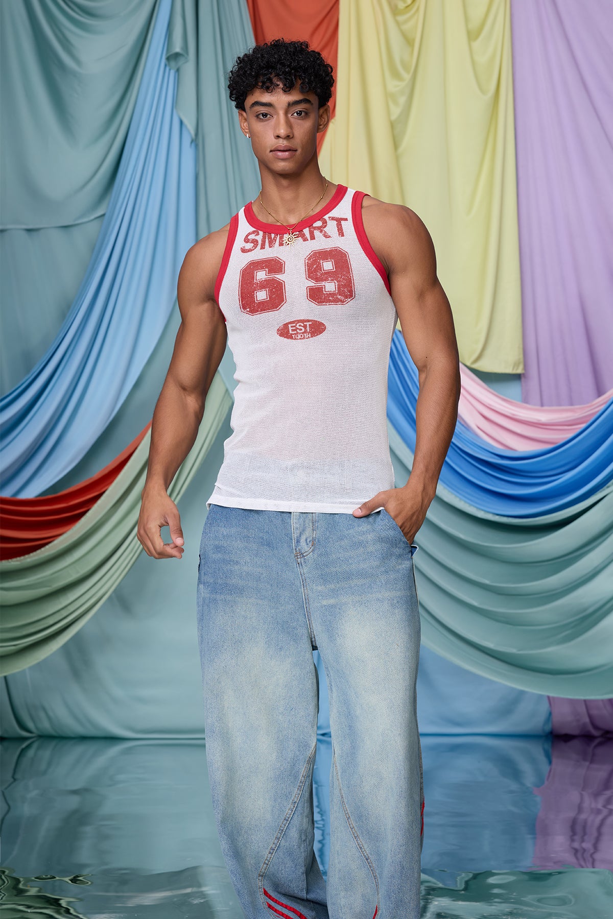 Shadow Motif Print Tank Top