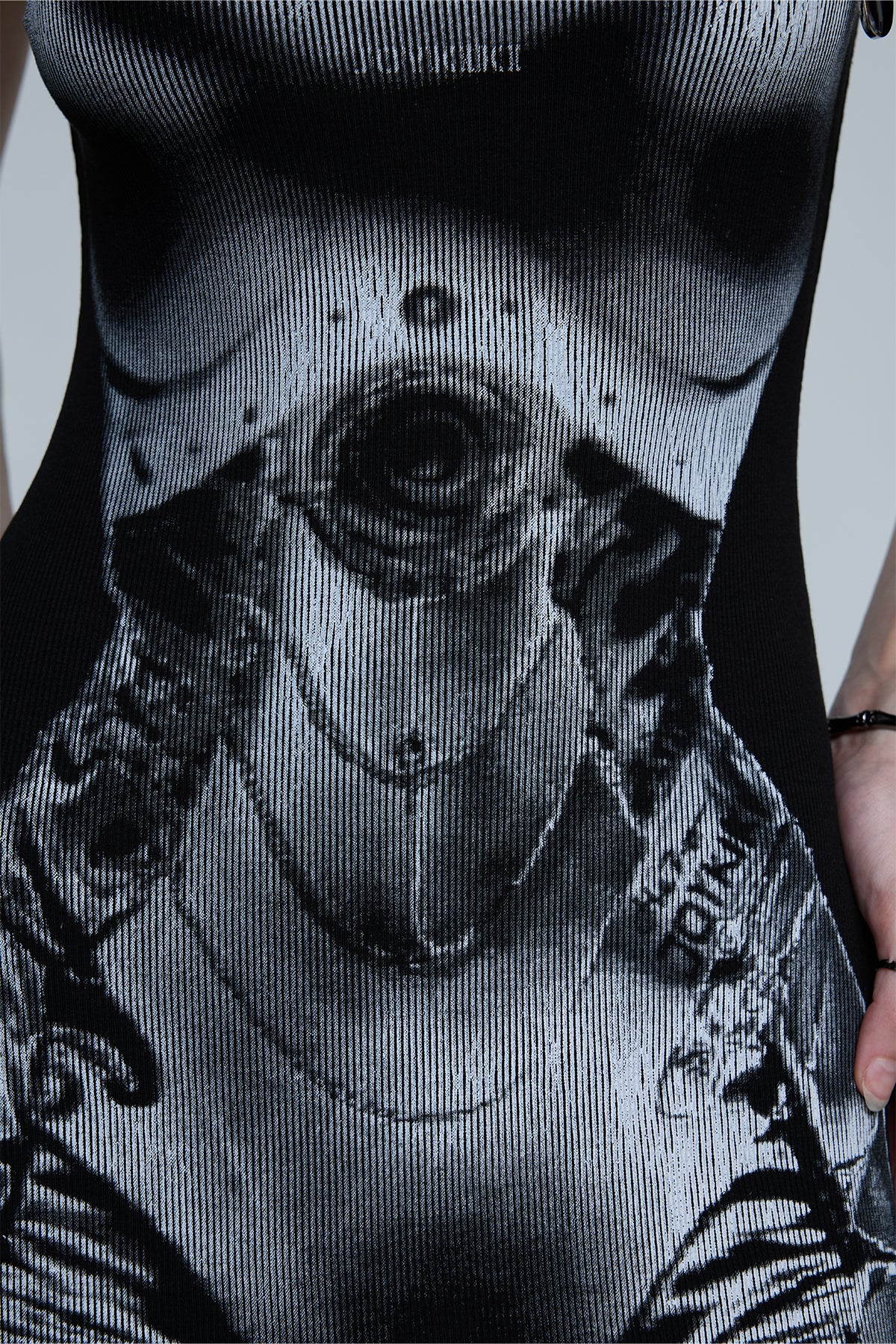 Shadow Stroke Spaghetti Print Mini Dress