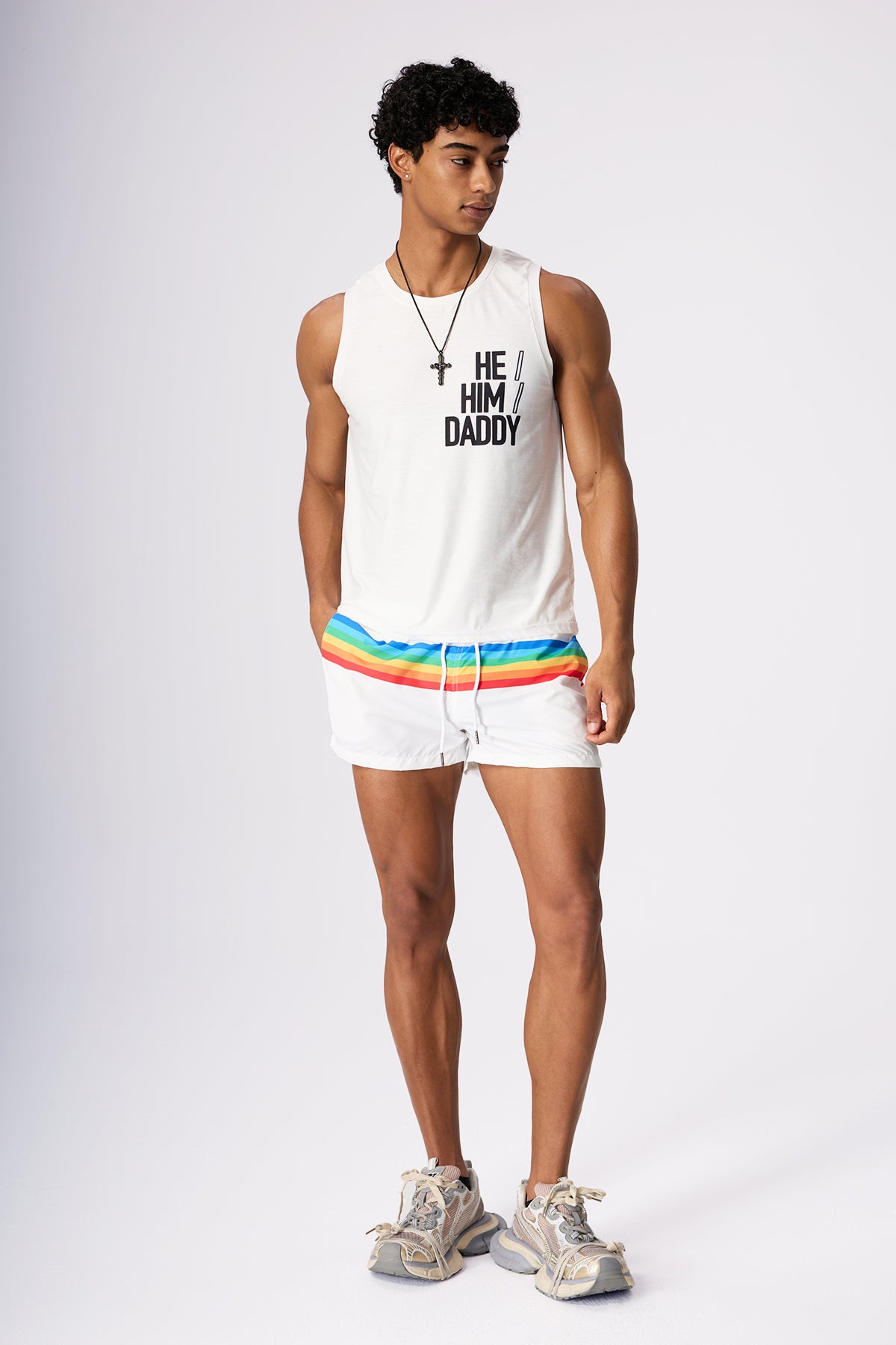 Shadow Thread Print Sleeveless Top