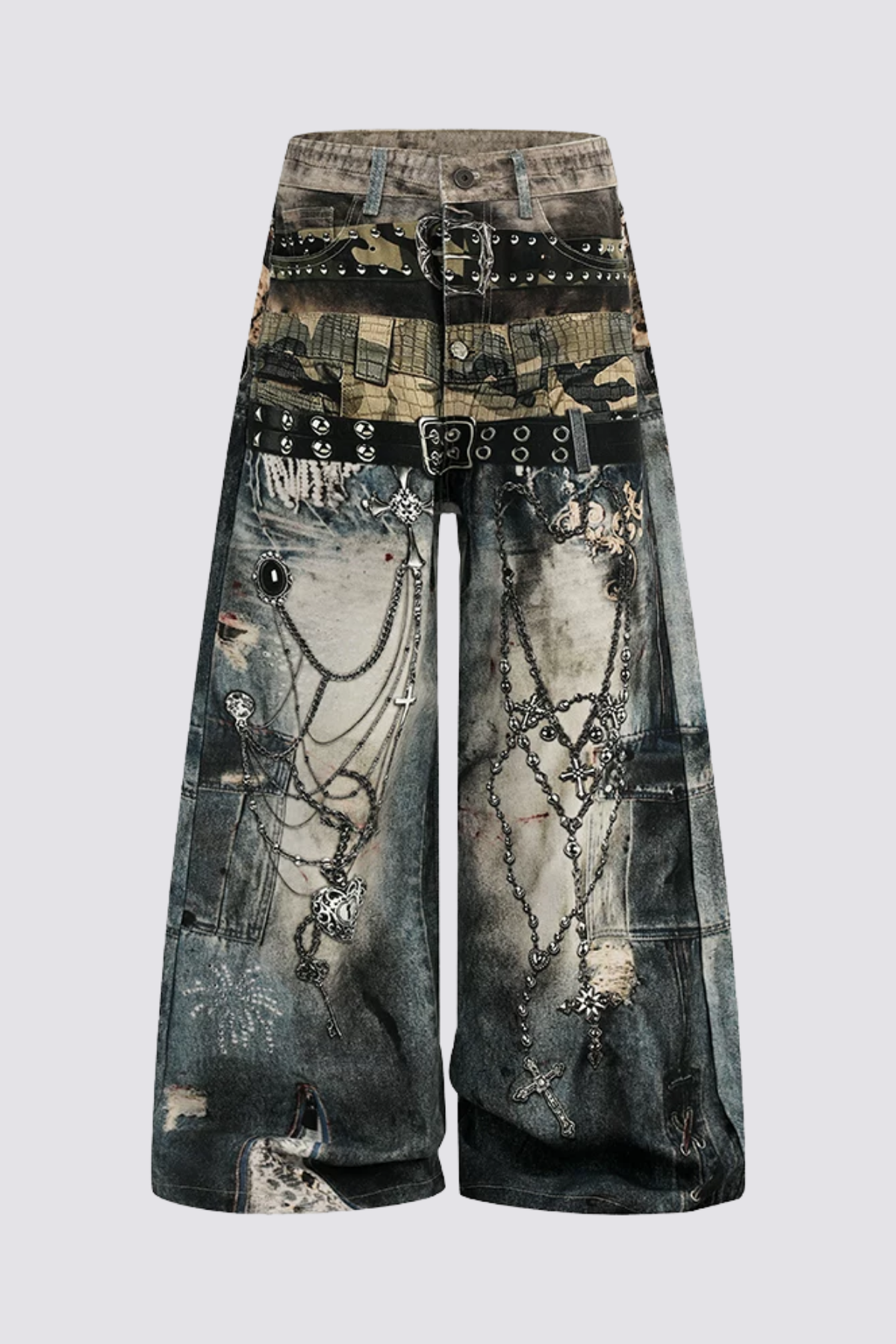 Weite Jeans mit Shadow-Denim-Print