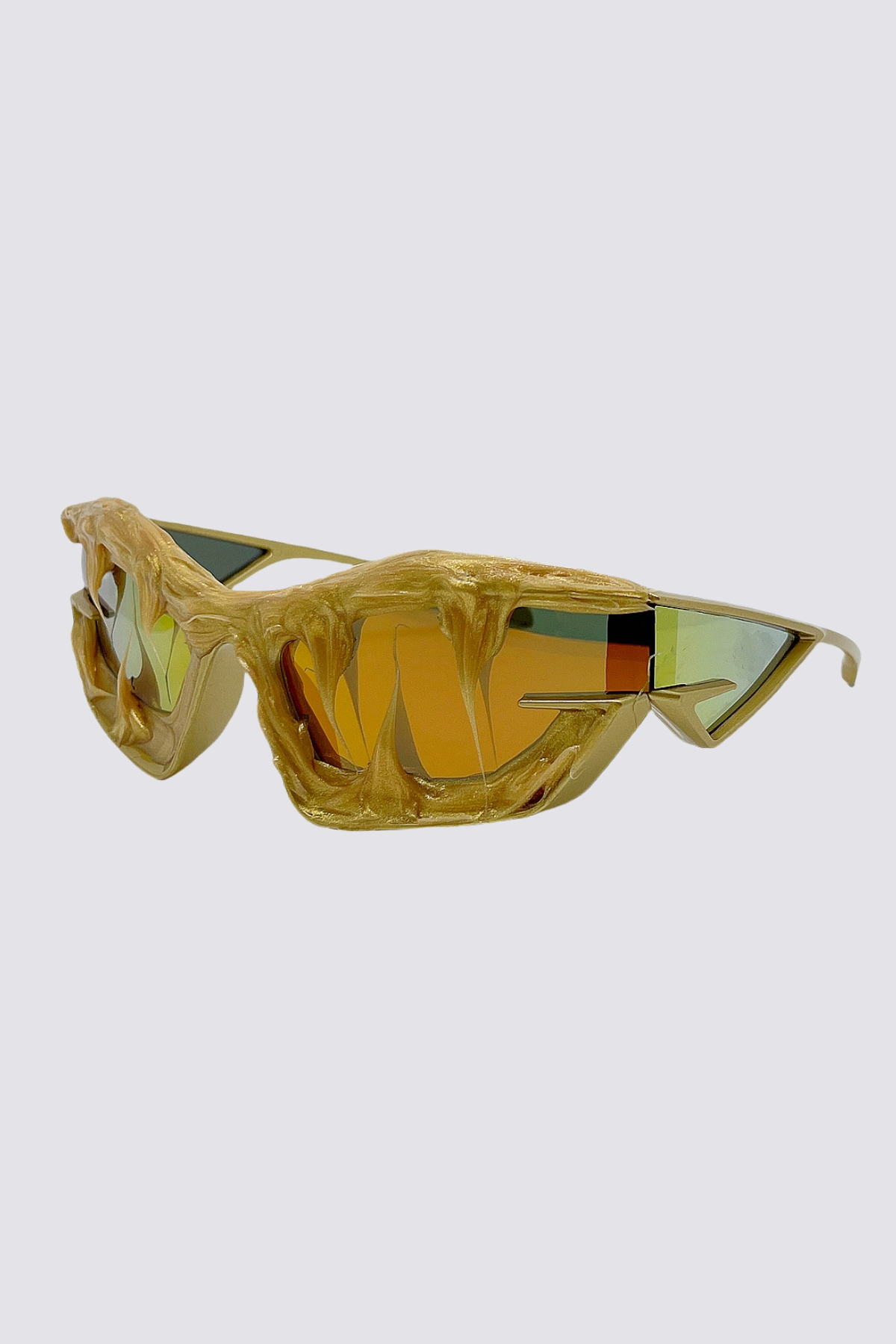 Shadow Lens Shark Tooth Sunglasses Gold