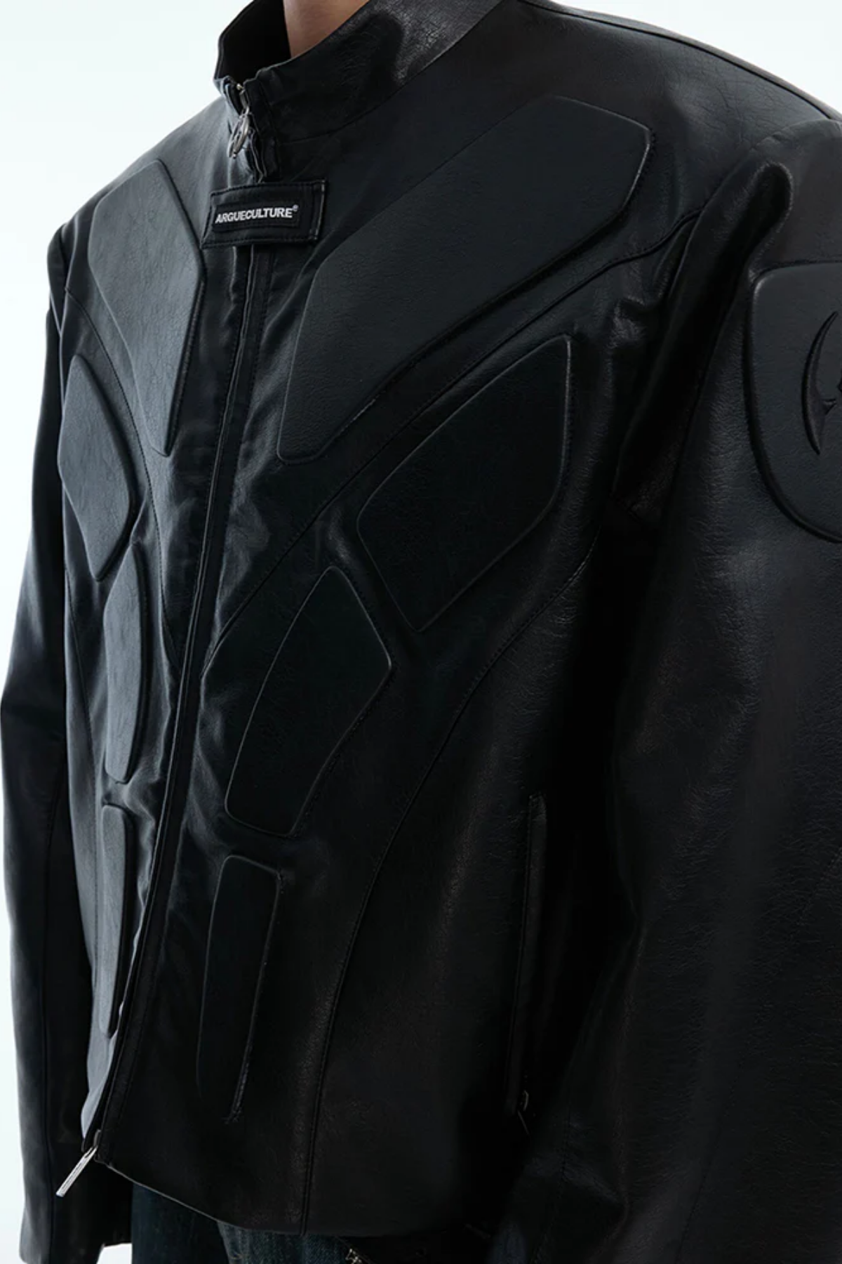 Sharp Coil Long Sleeve Leather Jacket Black