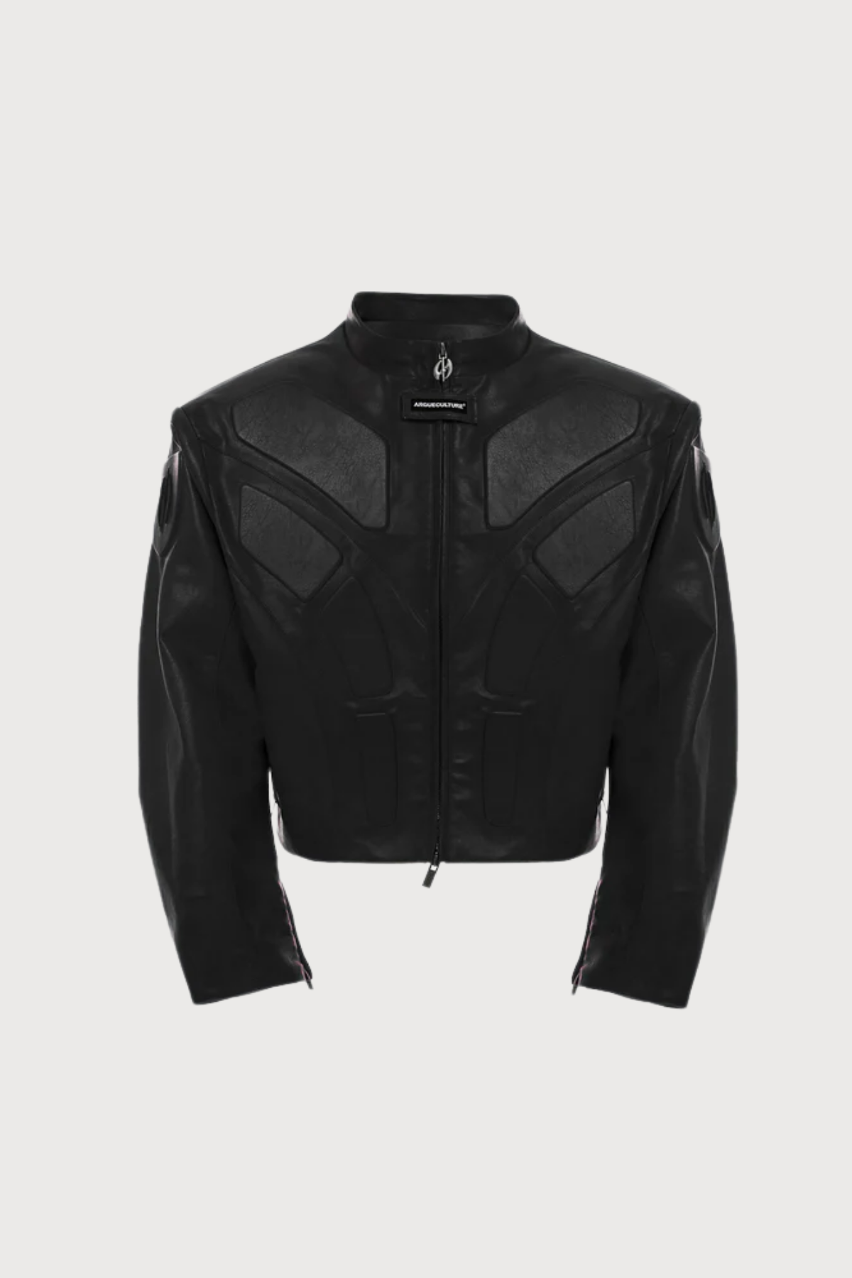 Sharp Coil Long Sleeve Leather Jacket Black