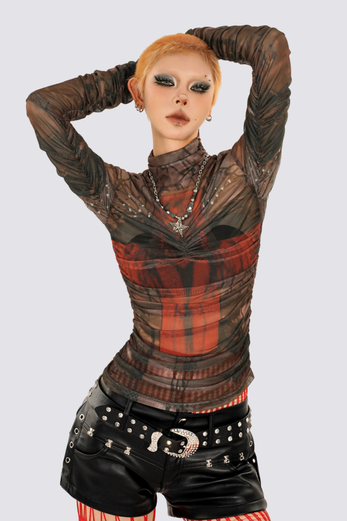 Sharp Edge Embellished Leather Shorts