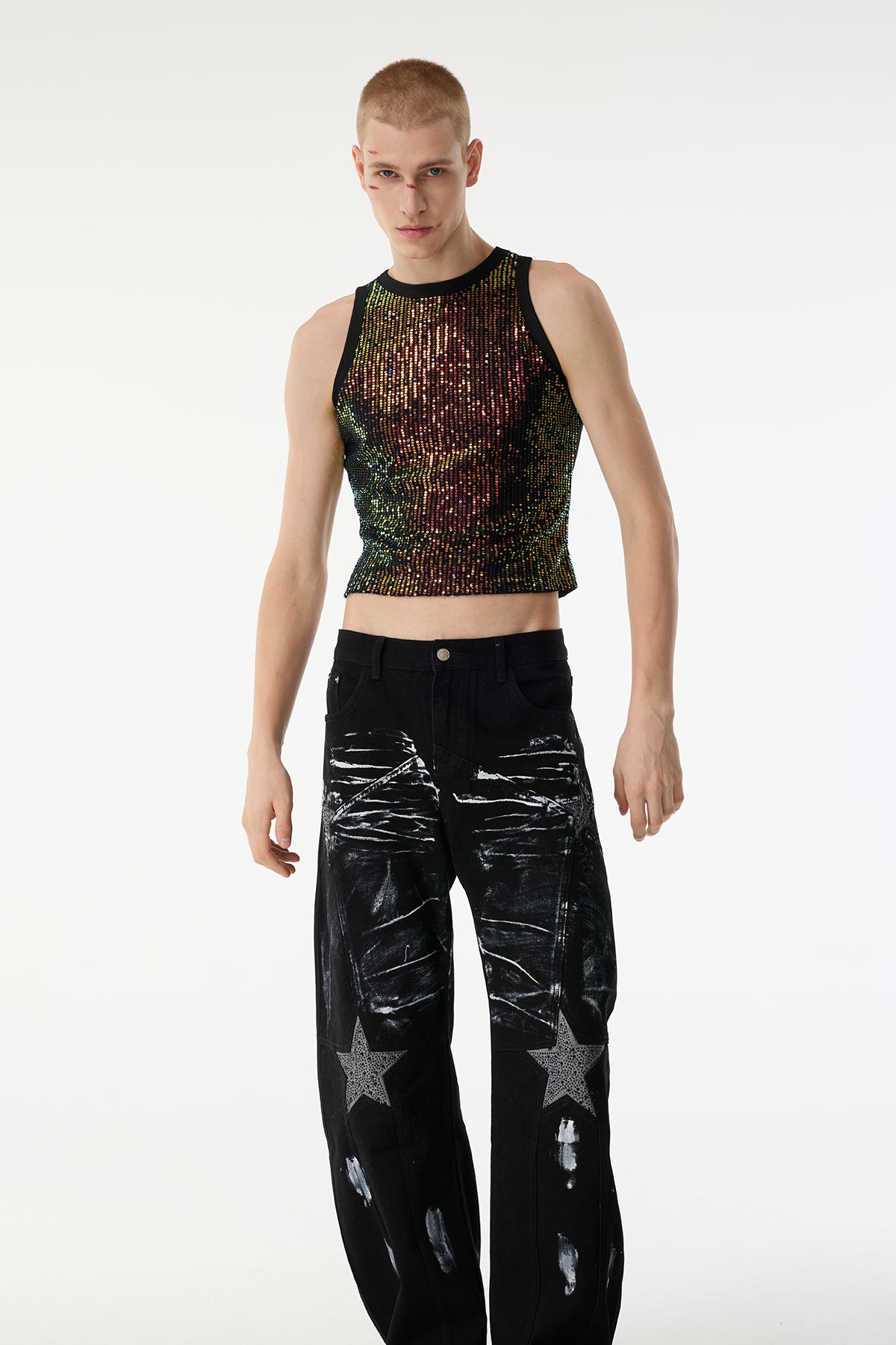 Sharp Flow Sequin Sleeveless Crop Top
