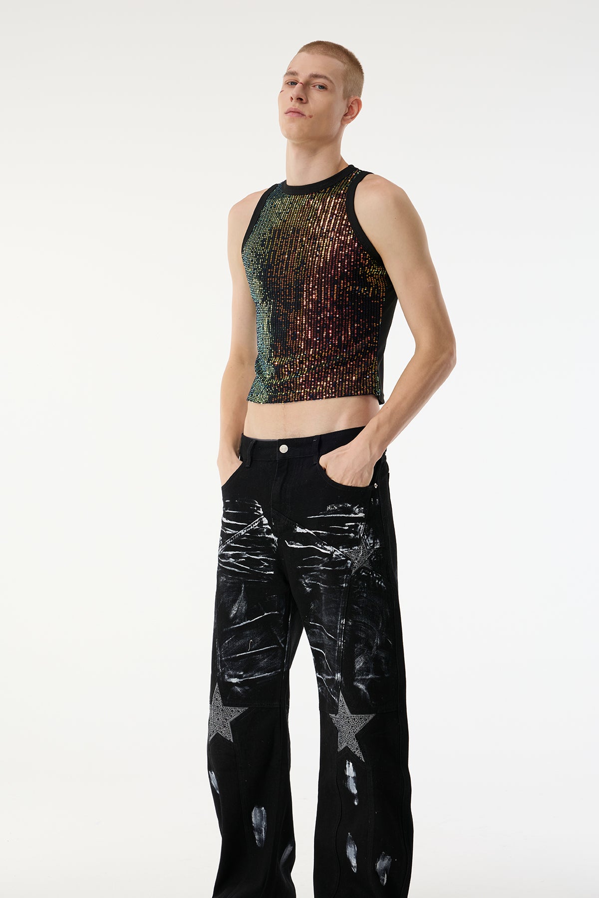 Sharp Flow Sequin Sleeveless Crop Top