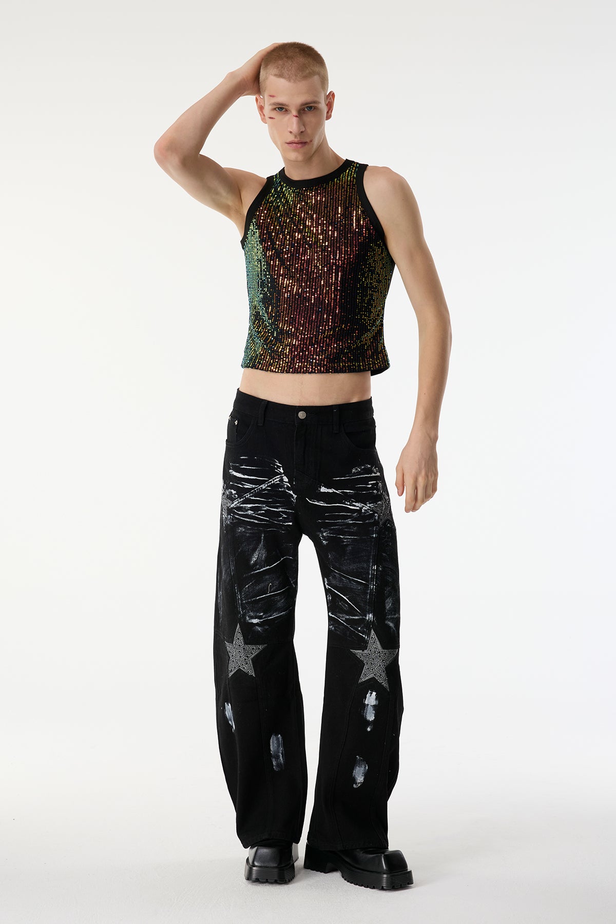Sharp Flow Sequin Sleeveless Crop Top