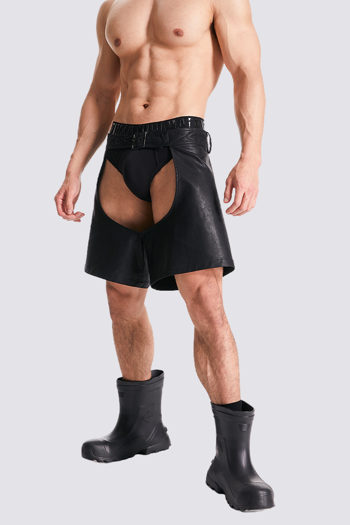 Sharp Phase Cutout Leather Shorts
