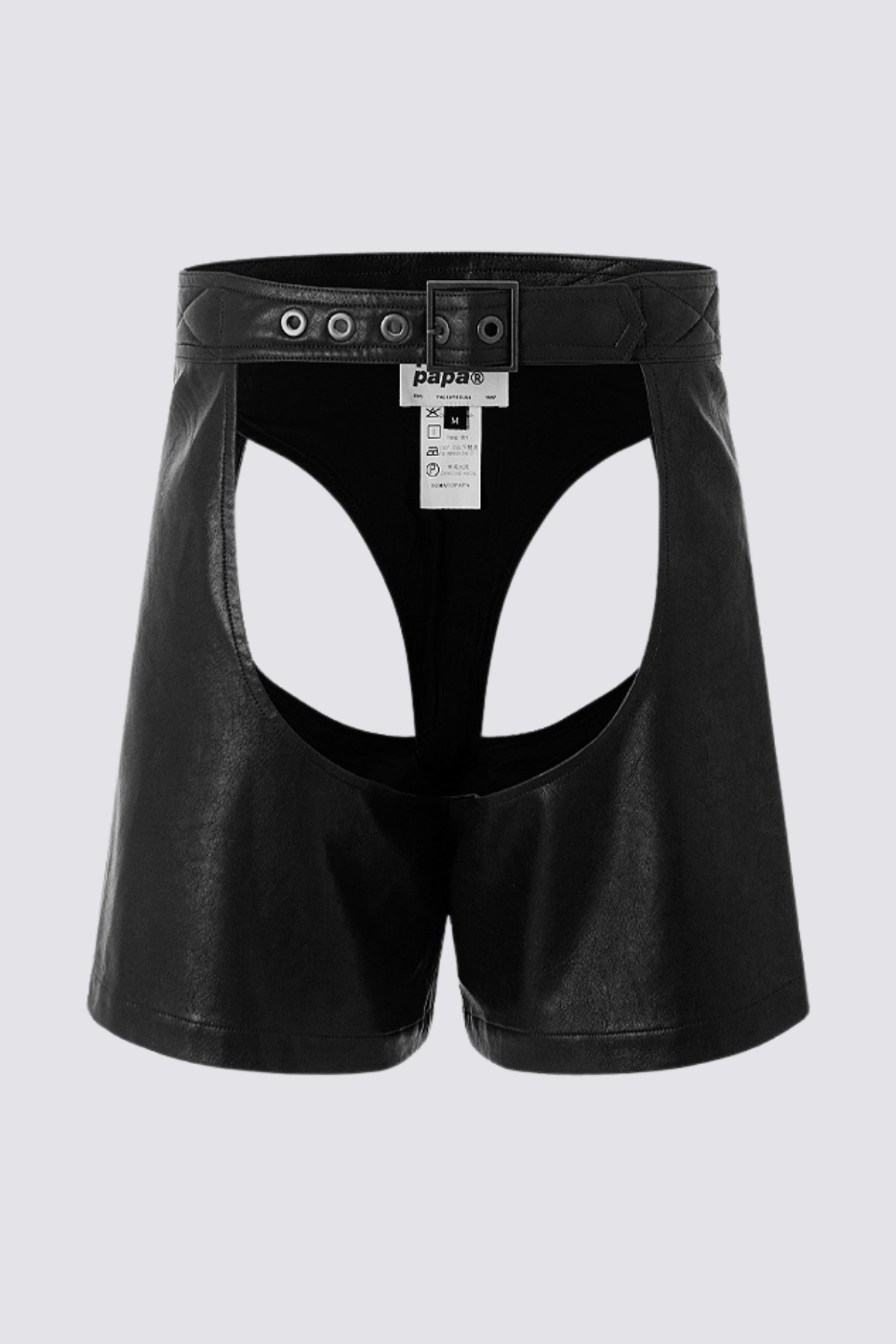 Sharp Phase Cutout Leather Shorts