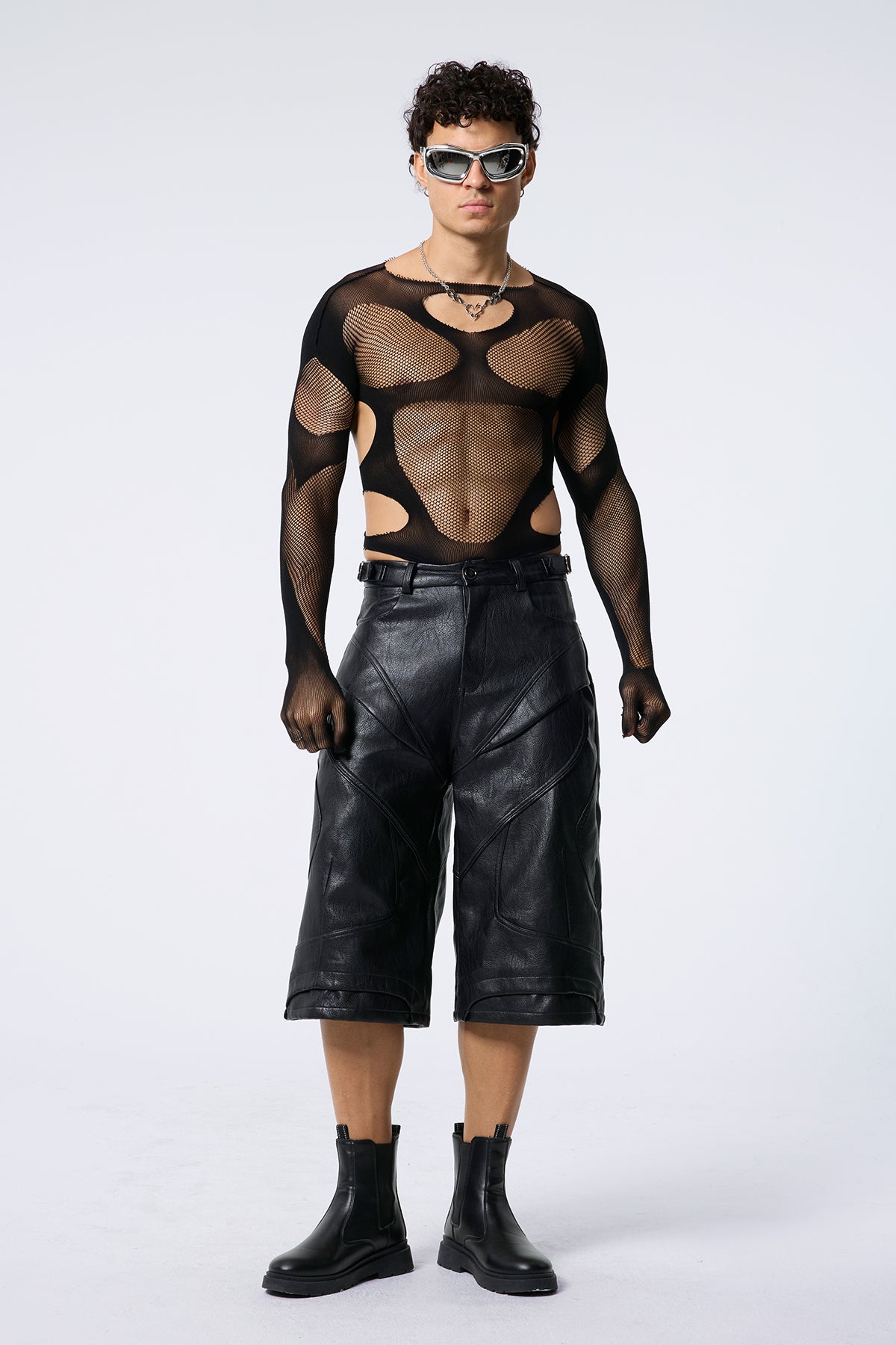 Sheer Body Mesh Cutout Long Sleeve Bodysuit