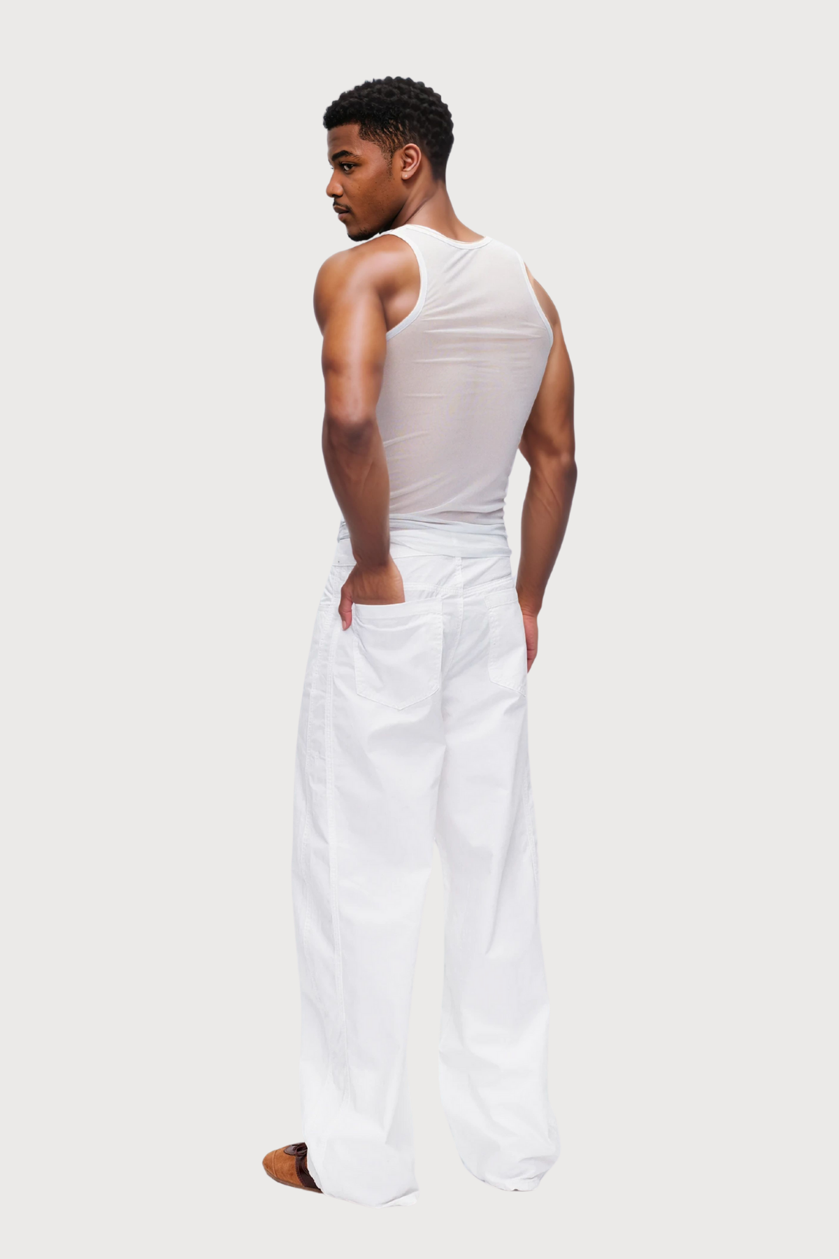 Sheer Signal Mesh Print Sleeveless Top