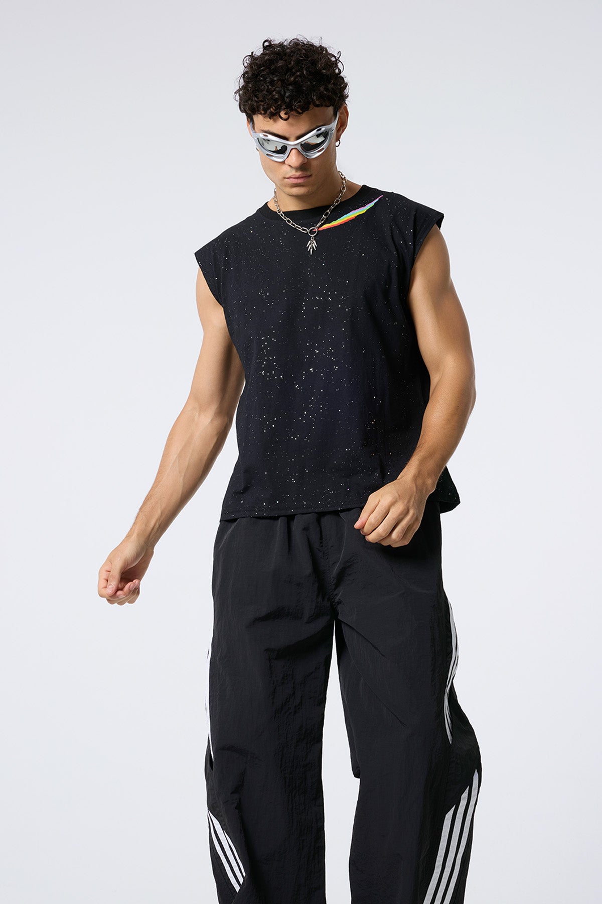 Shine Spark Sequin Star Sleeveless Top