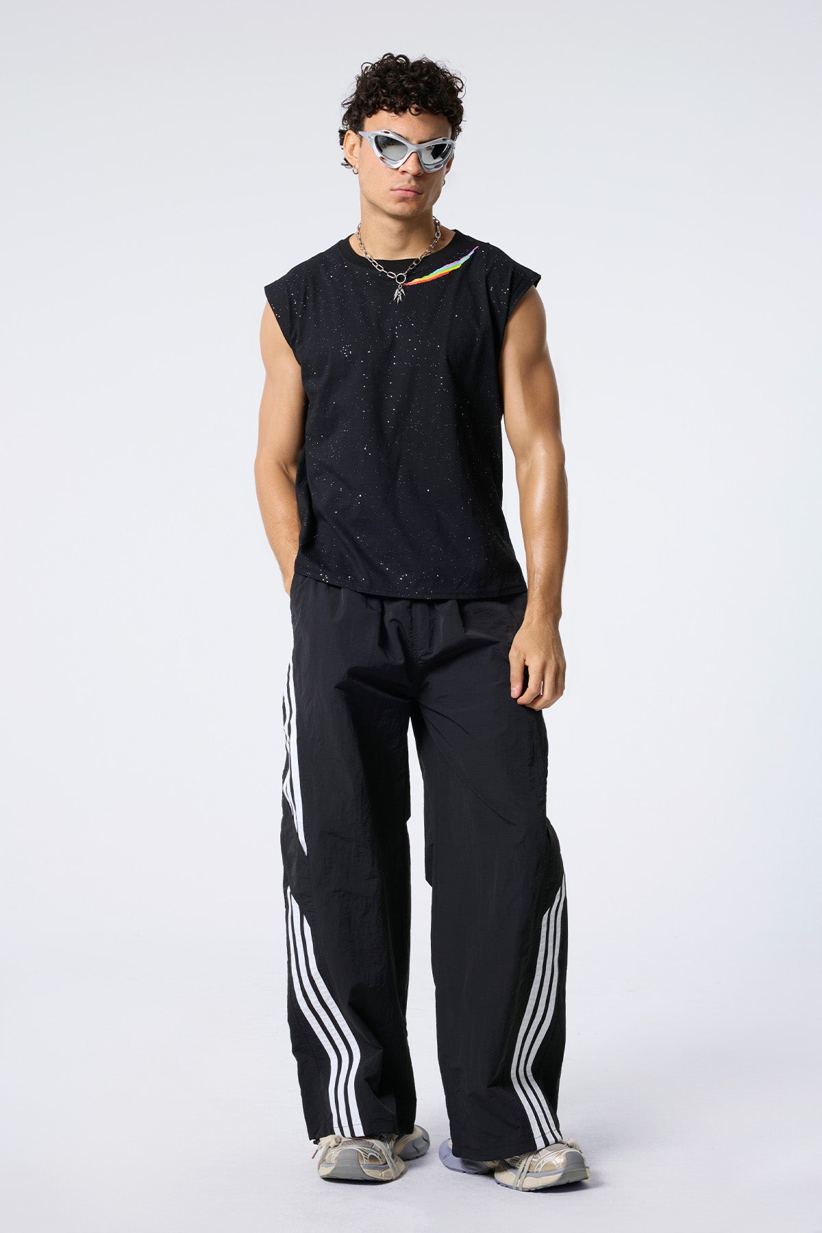 Shine Spark Sequin Star Sleeveless Top