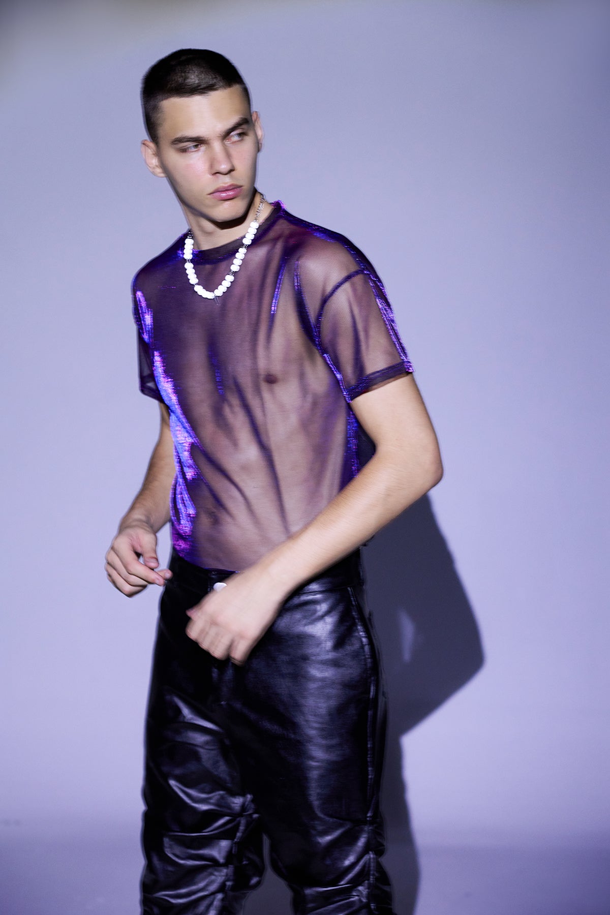 Shiny Skin Laser Mesh Top