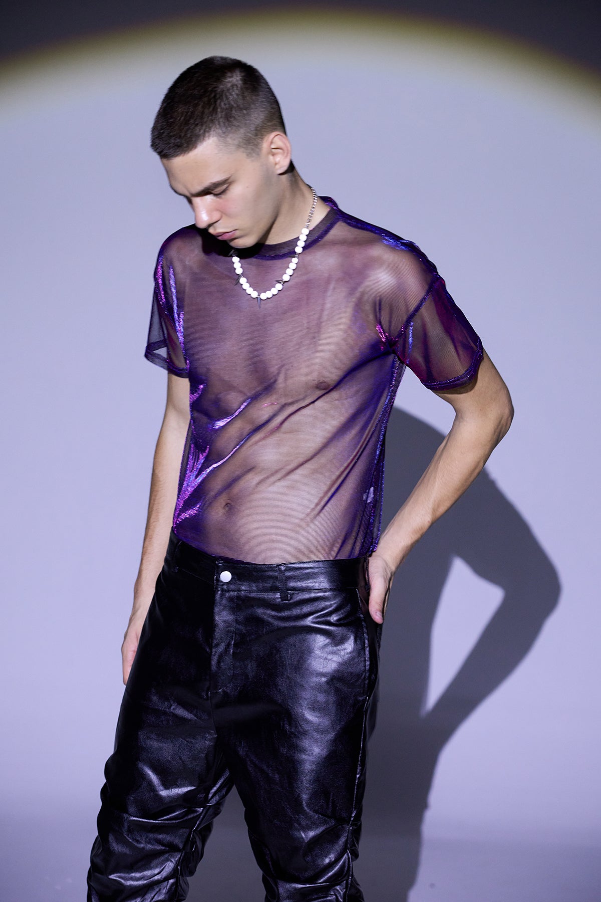 Shiny Skin Laser Mesh Top