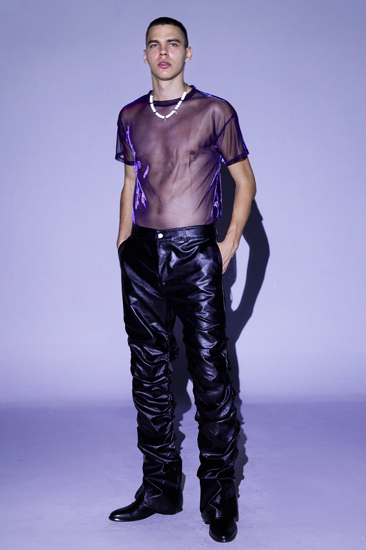 Shiny Skin Laser Mesh Top