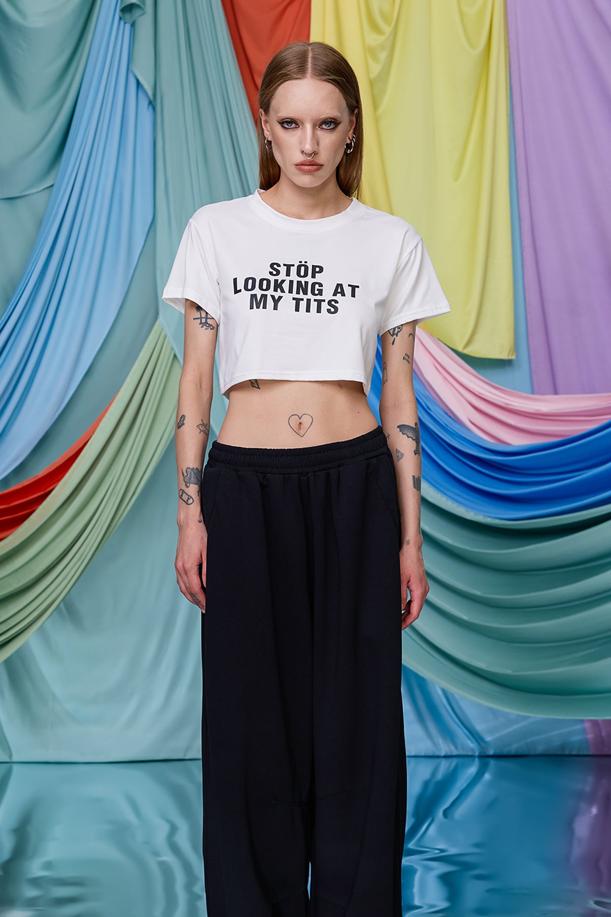 Short Exposure Print Crop Top