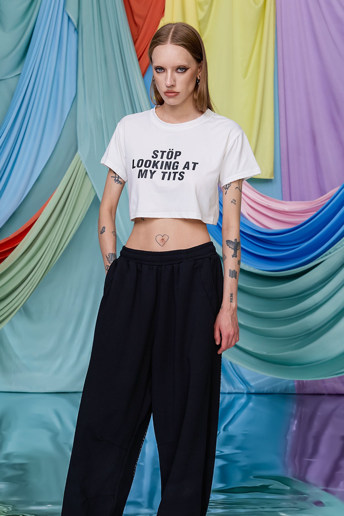 Short Exposure Print Crop Top