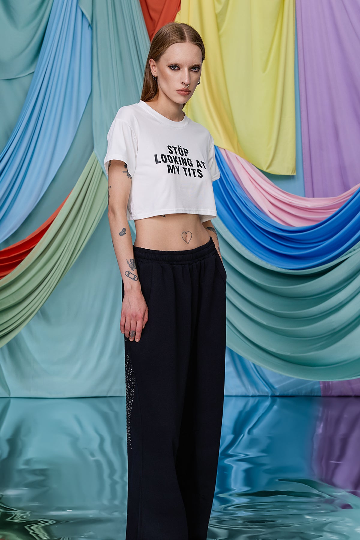 Short Exposure Print Crop Top