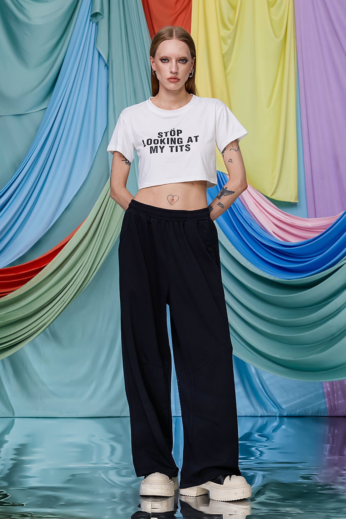 Short Exposure Print Crop Top