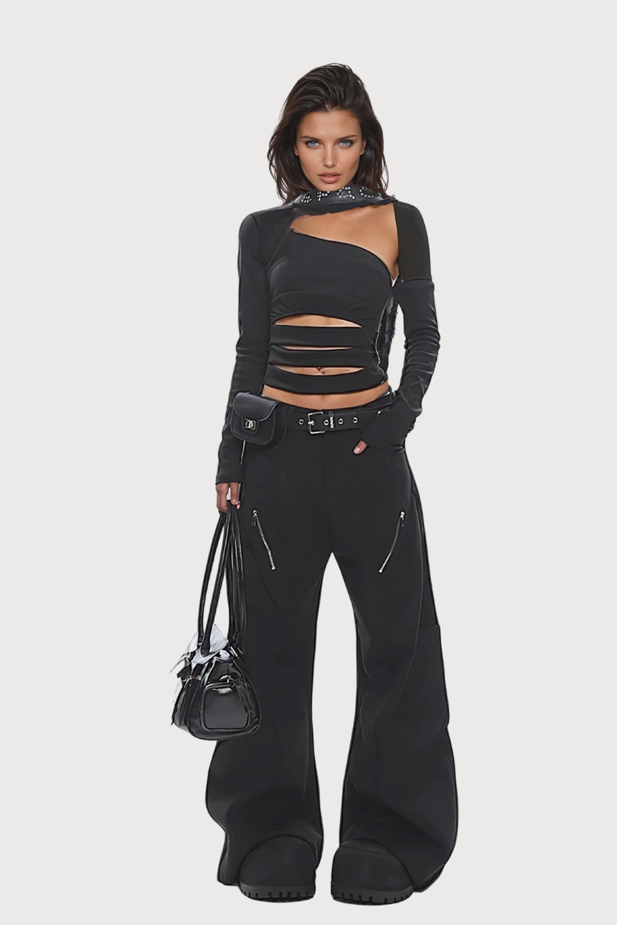 Side Reveal One Shoulder Cutout Top