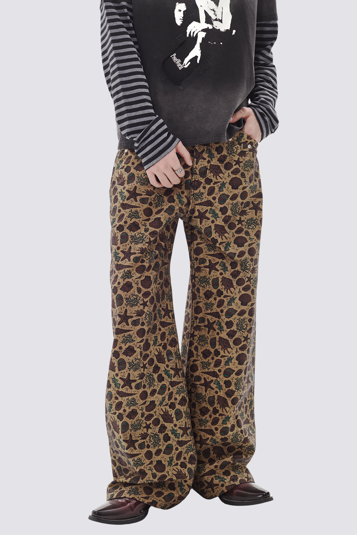 Signal Cut Straight Print Jeans