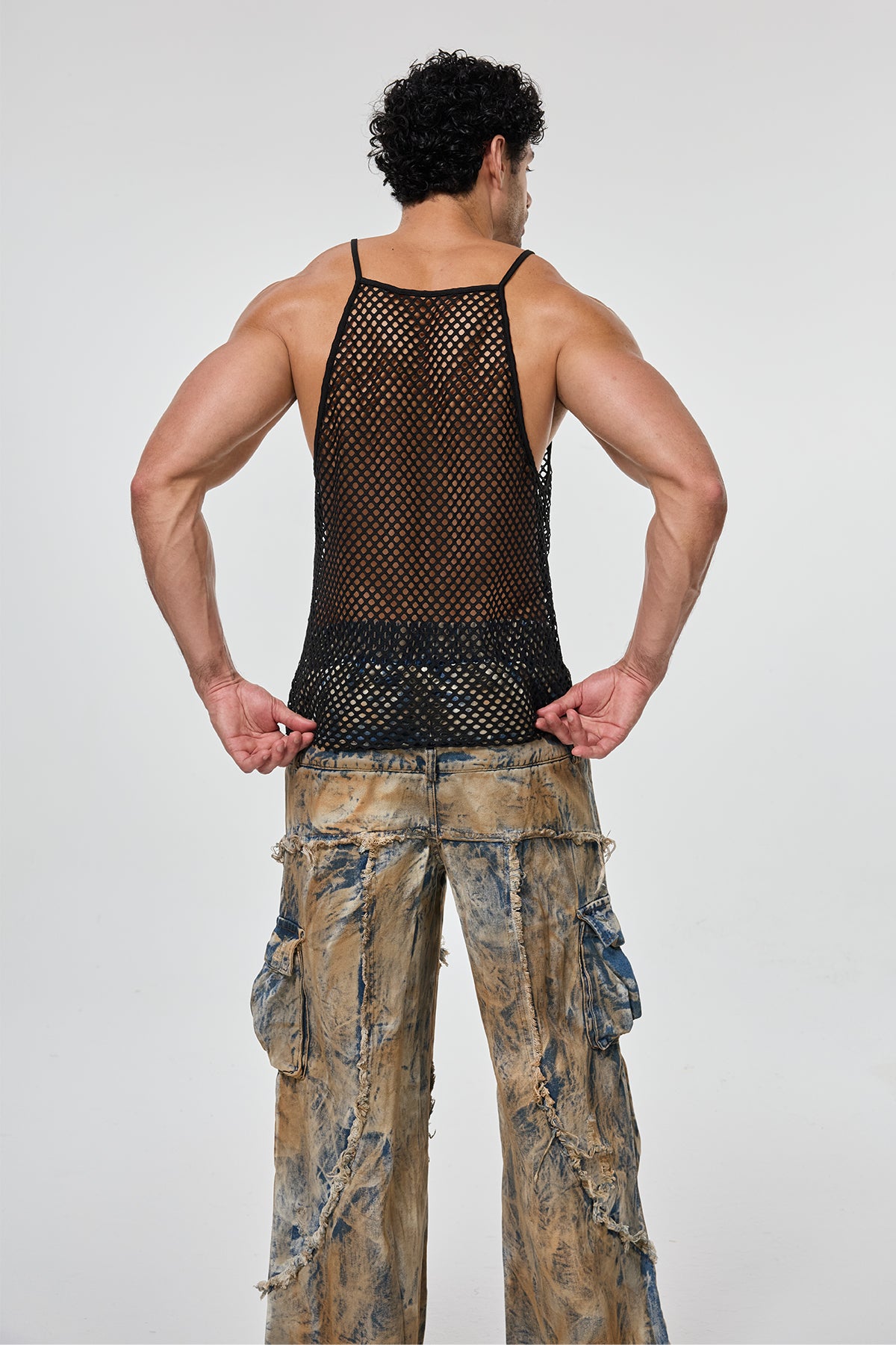 Silent Blackout Sleeveless Fishnet Top