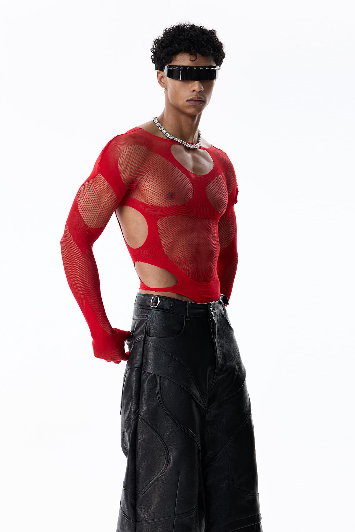 Silent Frame Cutout Long Sleeve Bodysuit Red – RYVKstudio