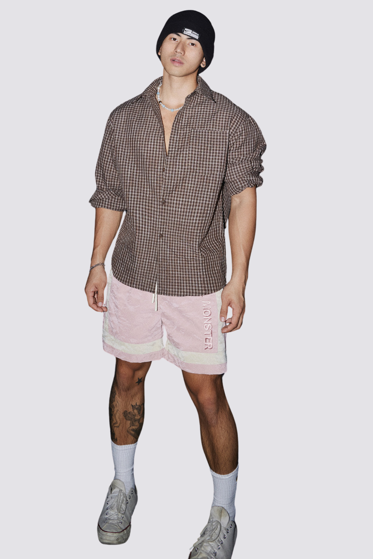 Silent Layer Long Sleeve Plaid Shirt Brown