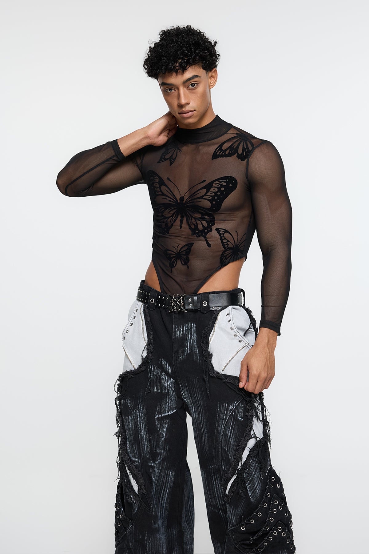 Silent Skin Long Sleeve Butterfly Mesh Bodysuit