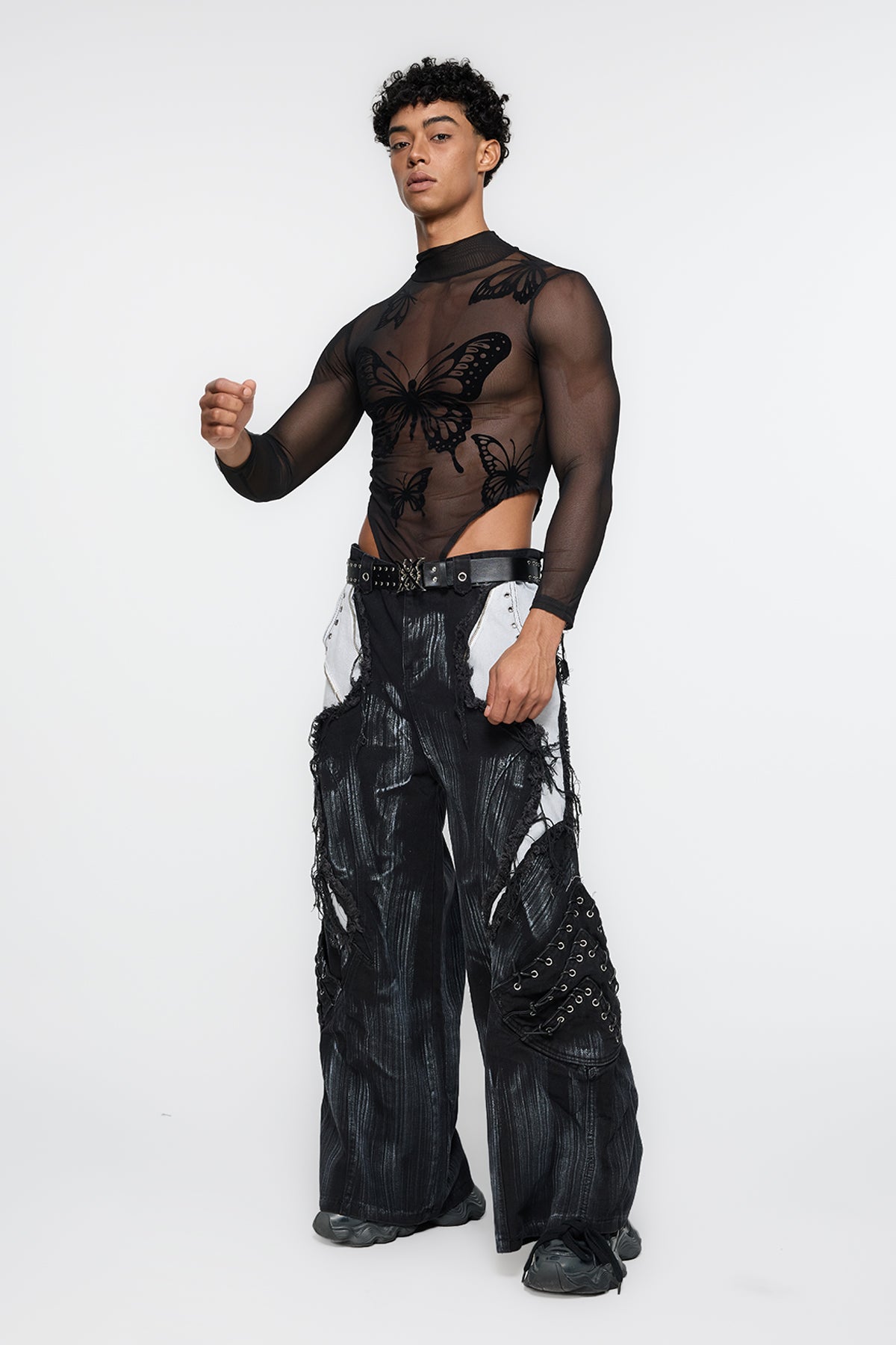 Silent Skin Long Sleeve Butterfly Mesh Bodysuit
