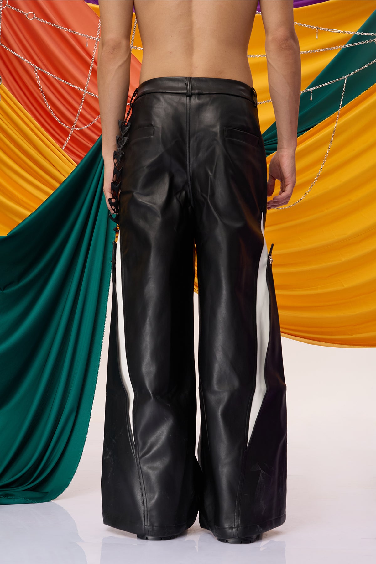 Silent Vector Deconstructed Leather Wide Leg Pants