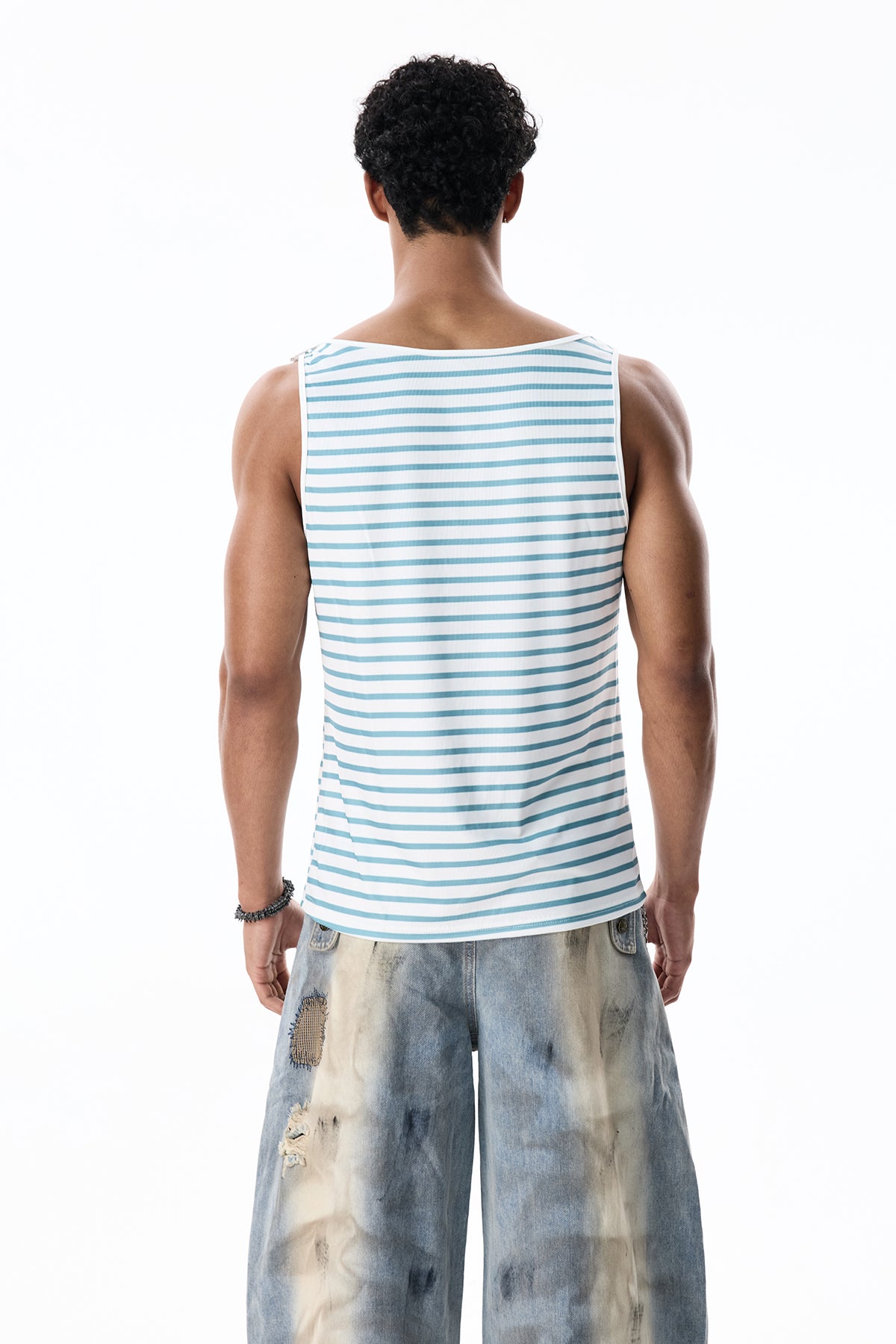 Silent Wrap Stripe Sleeveless Top