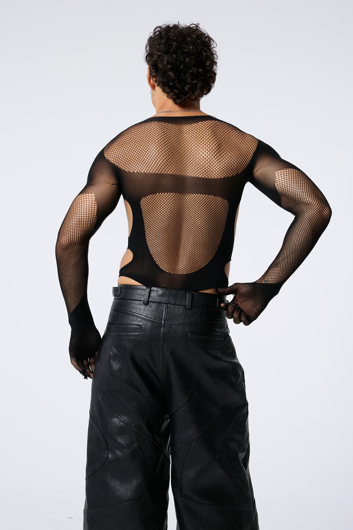 Silent Frame Cutout Long Sleeve Bodysuit Black