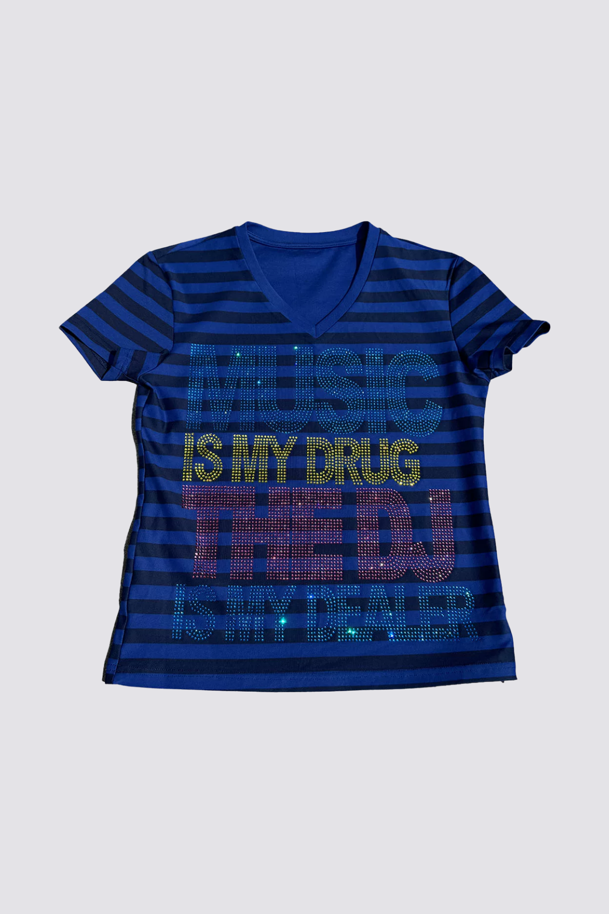Silk Glitz Rhinestone Stripe T-Shirt