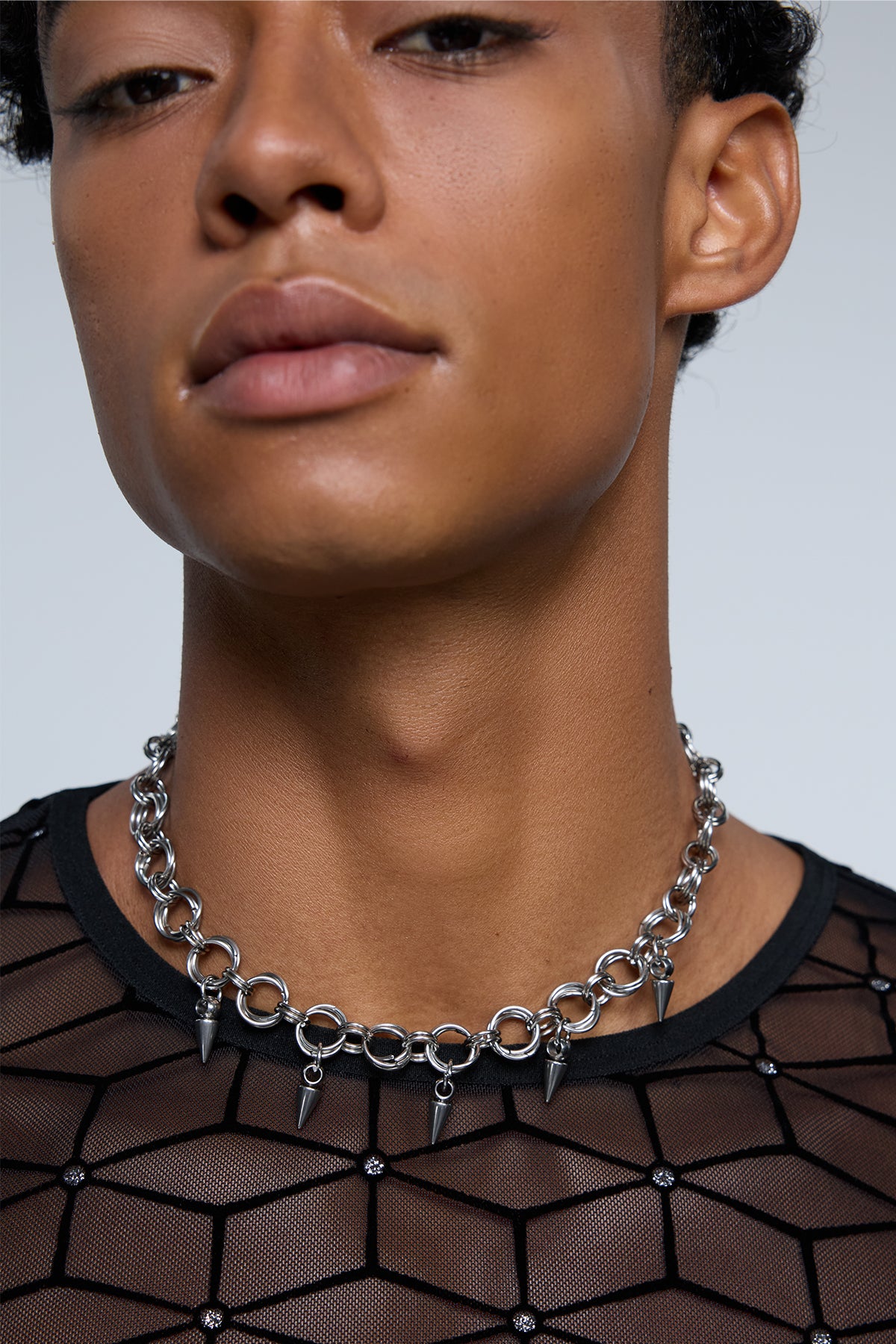 Silver Logic Studded Necklace