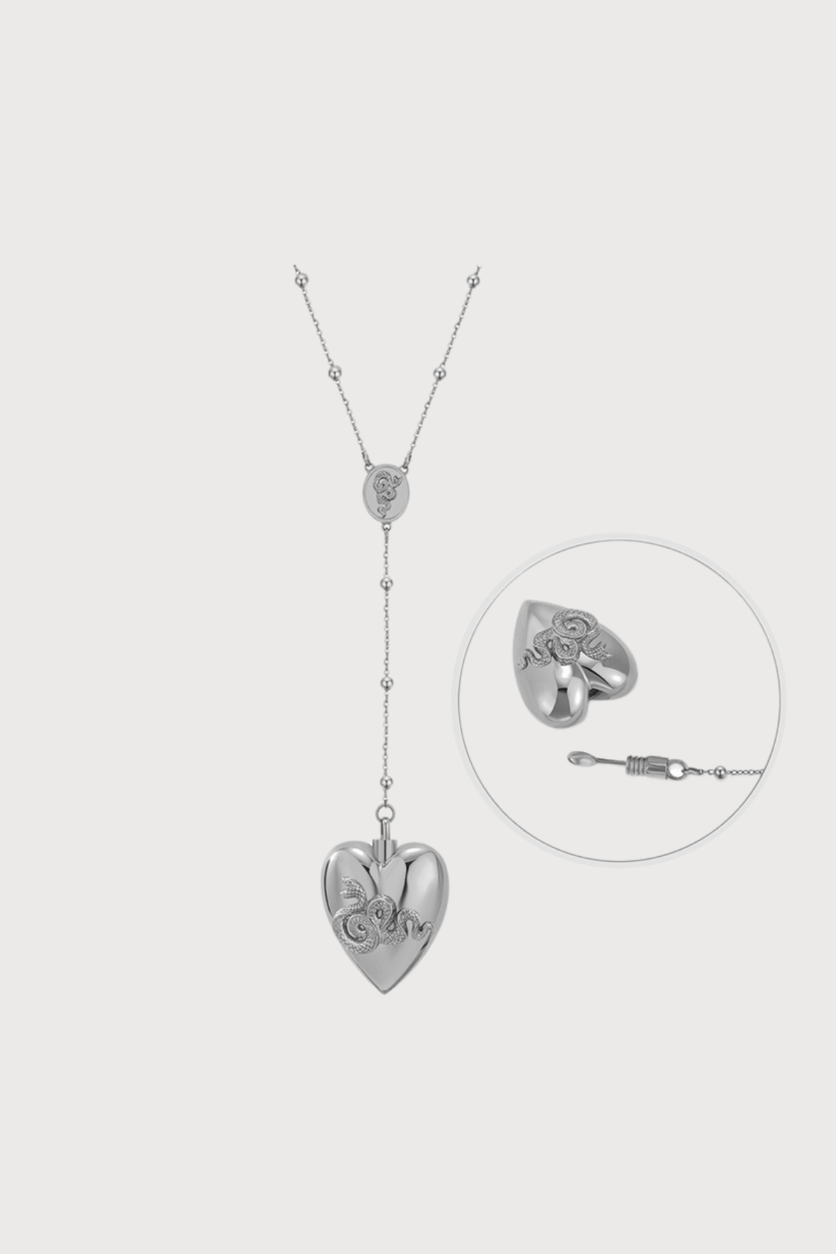 Silver Knot Openable Heart Snake Necklace