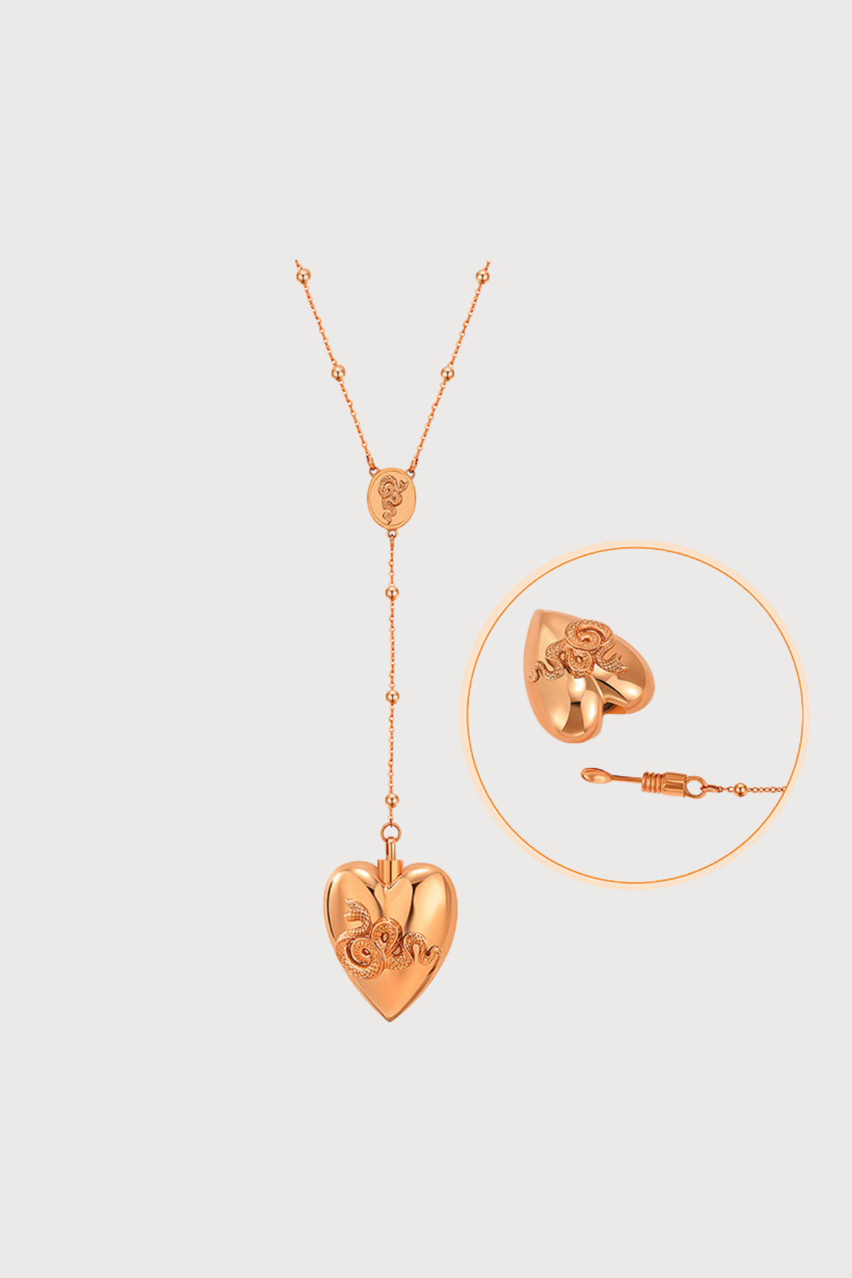 Silver Knot Openable Heart Snake Necklace