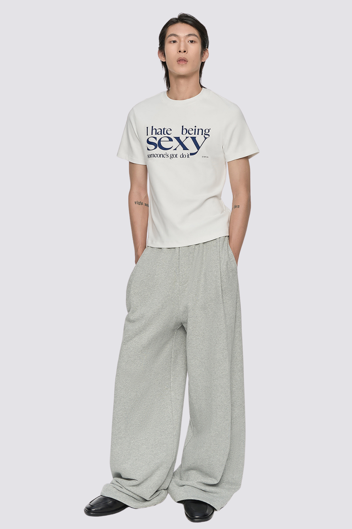 Simple Hue Letter Print Top White