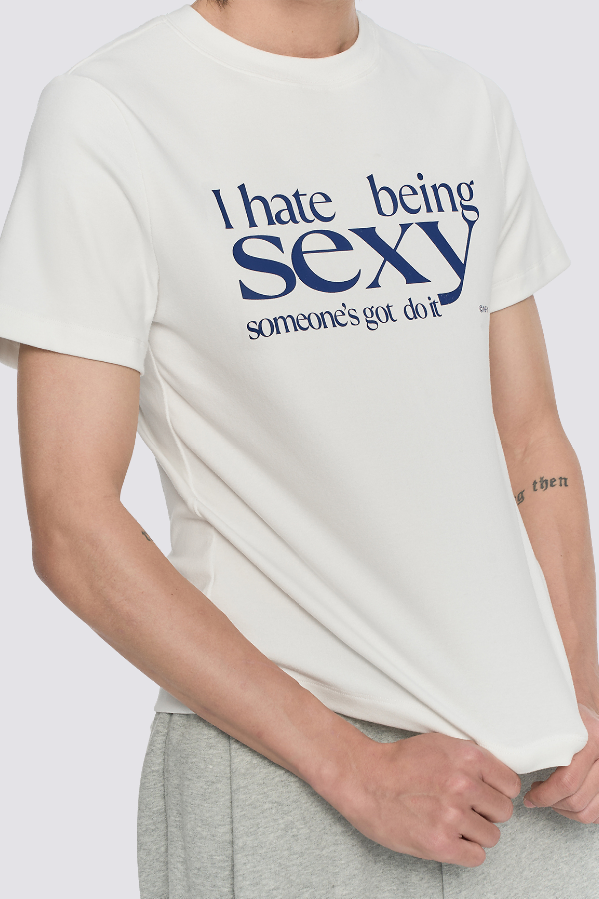 Simple Hue Letter Print Top White